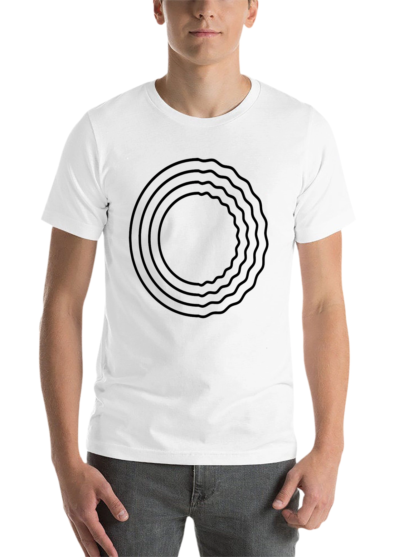 Minimalist Circle Graphic T-Shirt - Black - 14