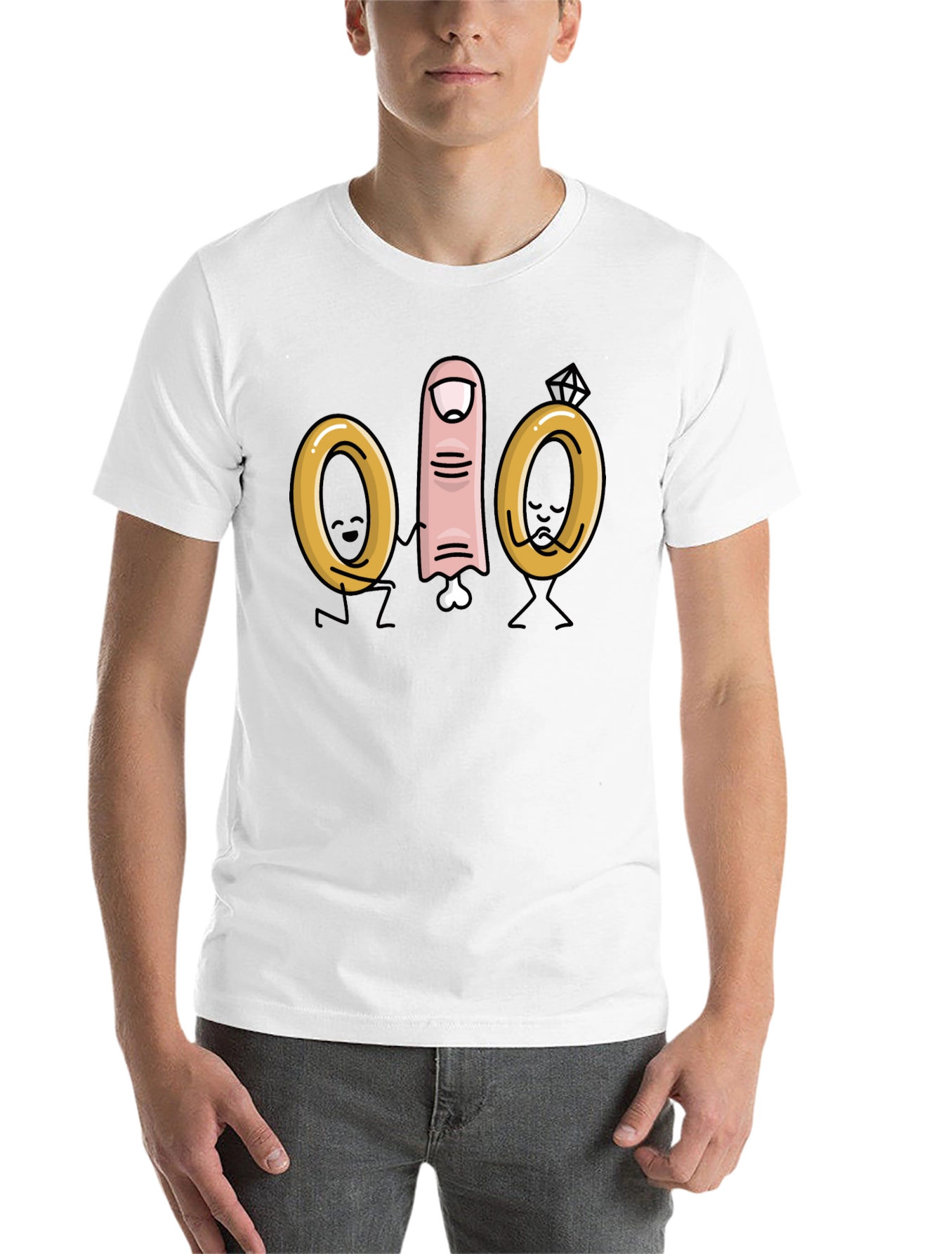 Black Funny Wedding Finger T-Shirt view 14