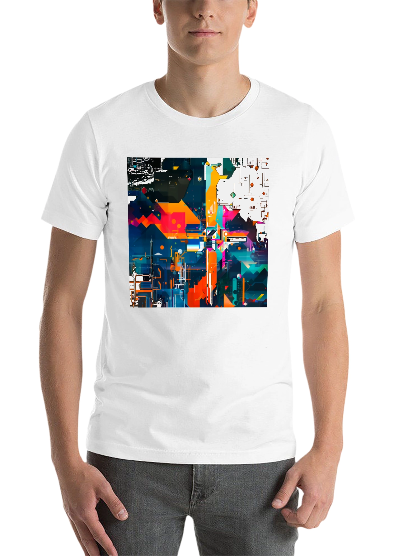Black Abstract Geometric Art Print Black Tee view 14