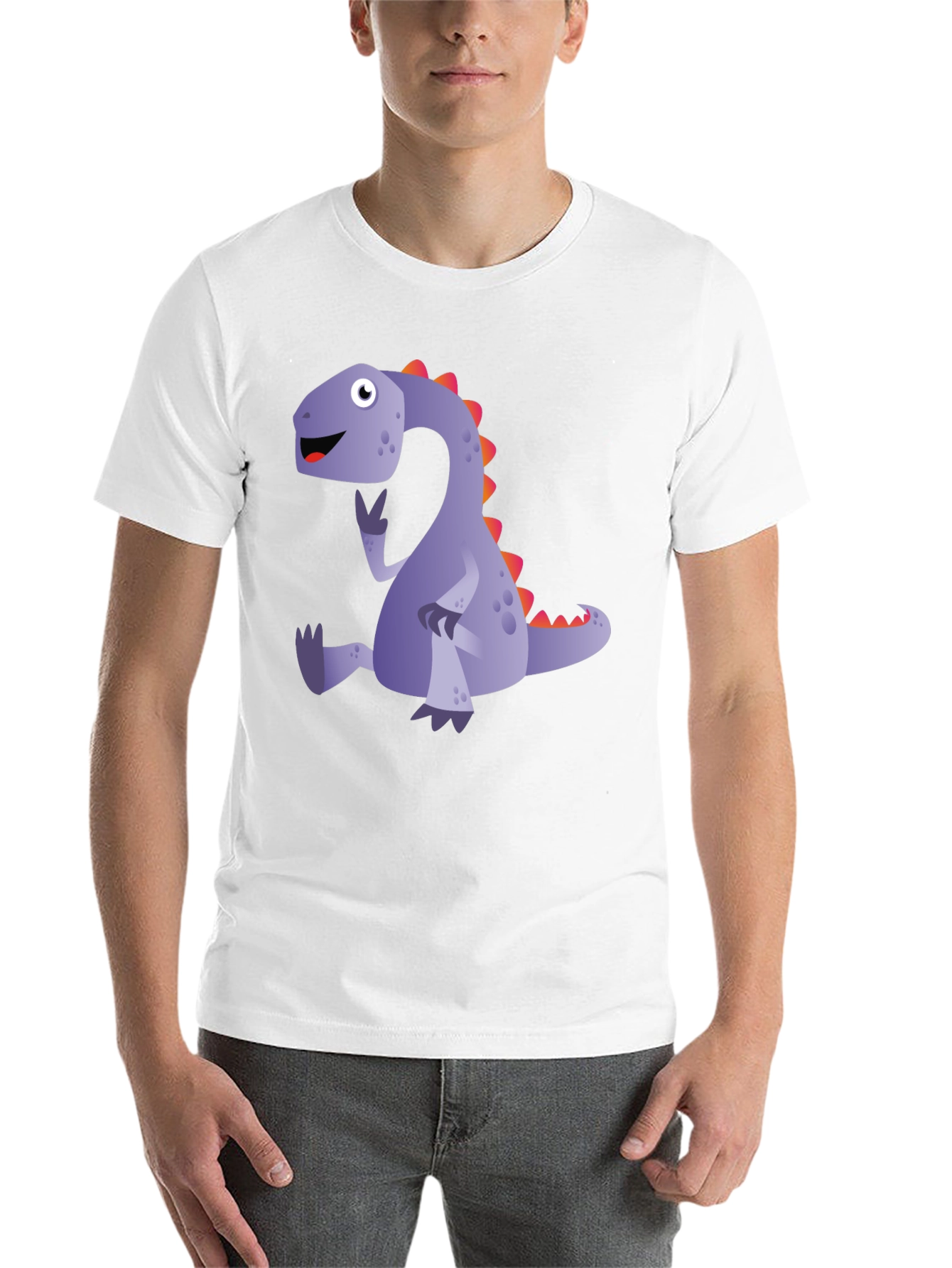 Black Cartoon Dinosaur T-Shirt - Black view 14