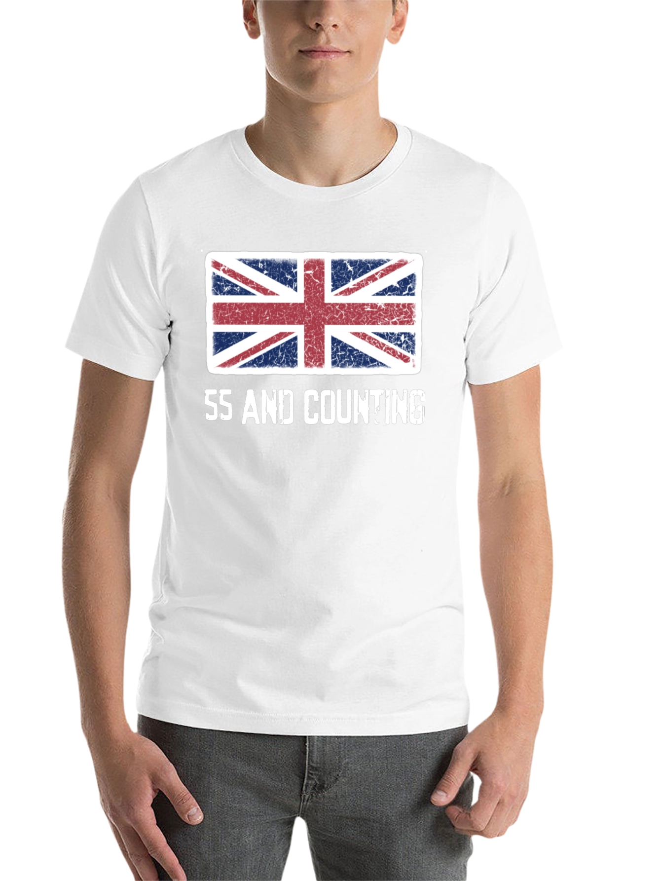 Black Union Jack Flag 55 and Counting Graphic T-Shirt view 14