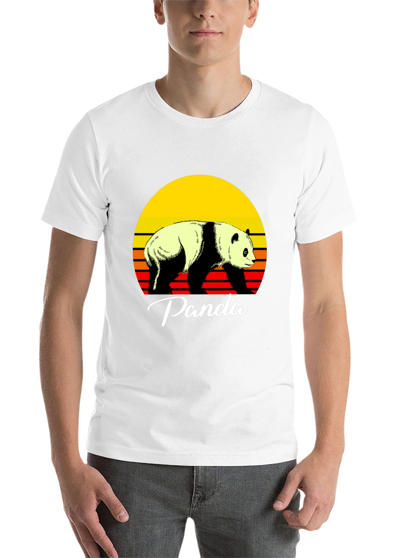 Black Retro Panda Graphic Tee - Sunset Design view 14