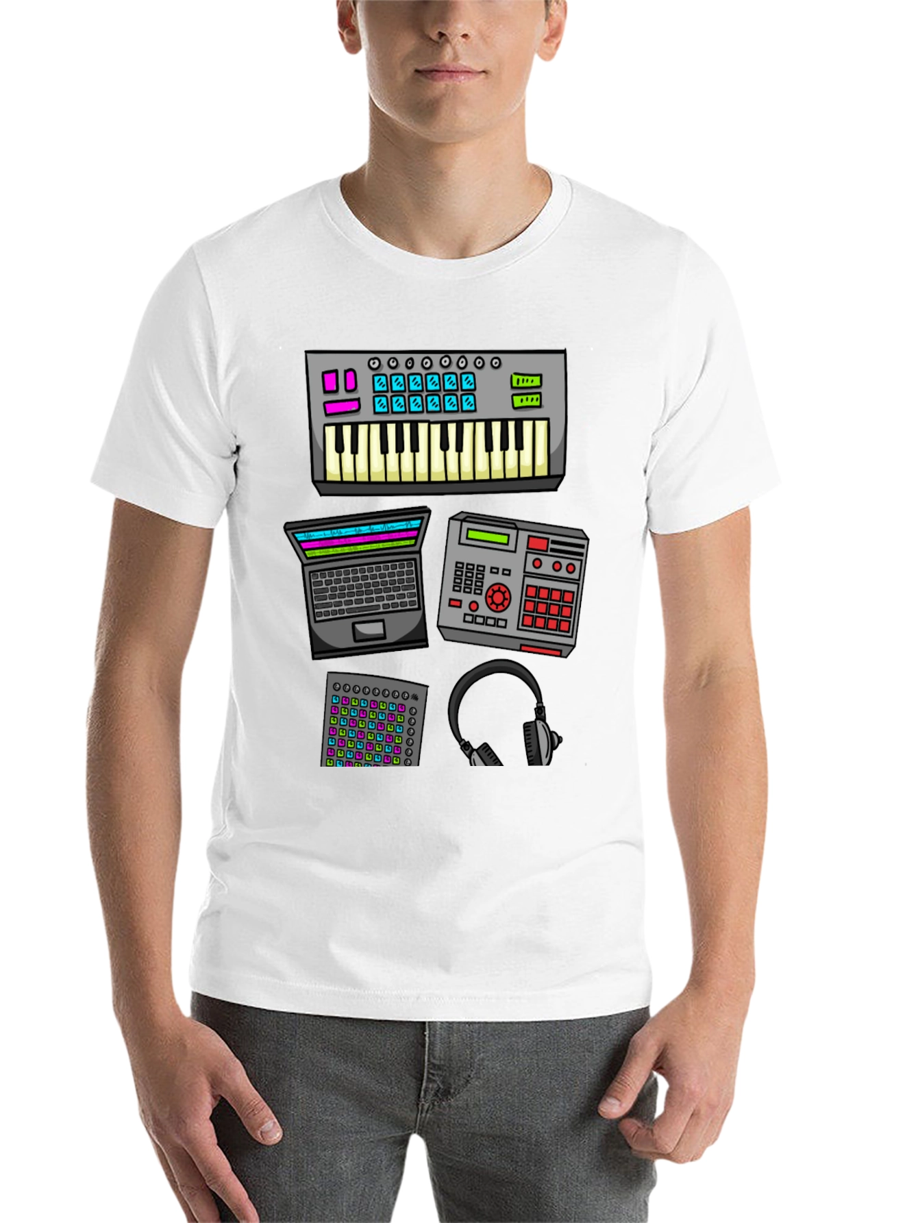 Black Music Producer T-Shirt - Studio Equipment Design view 14