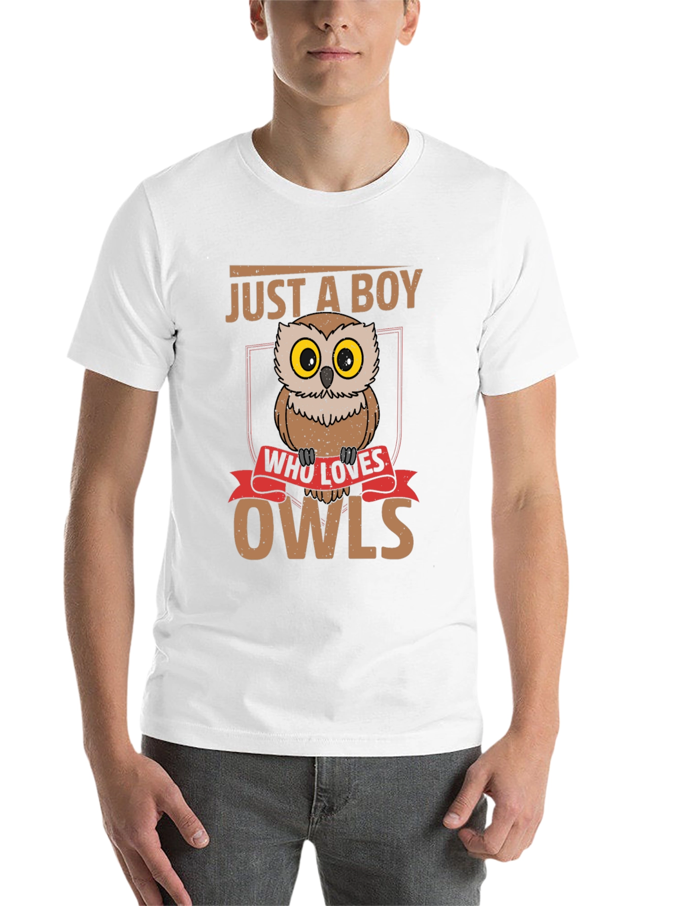 Black Just A Boy Who Loves Owls T-Shirt view 14