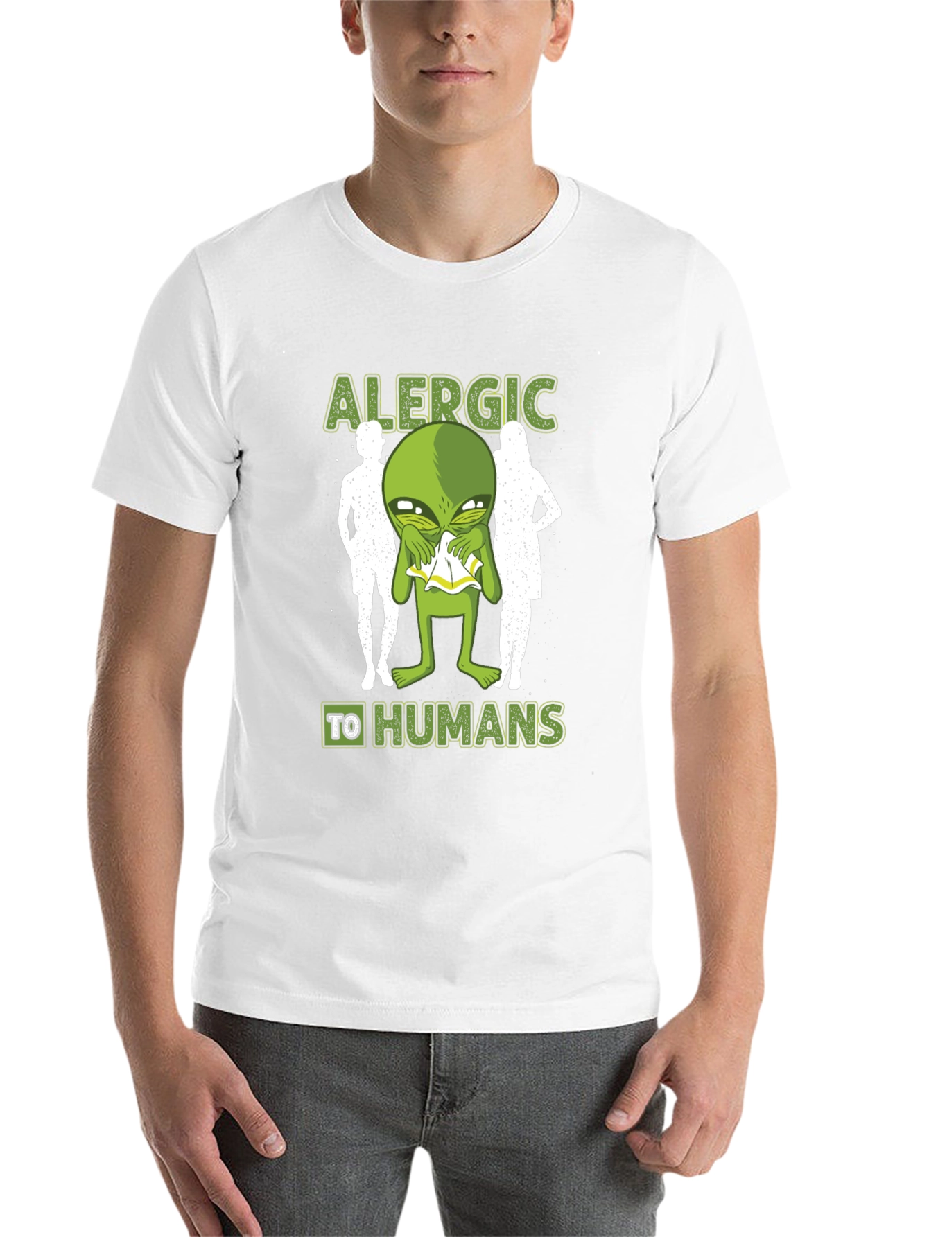 Allergic to Humans Alien Graphic Tee - 14