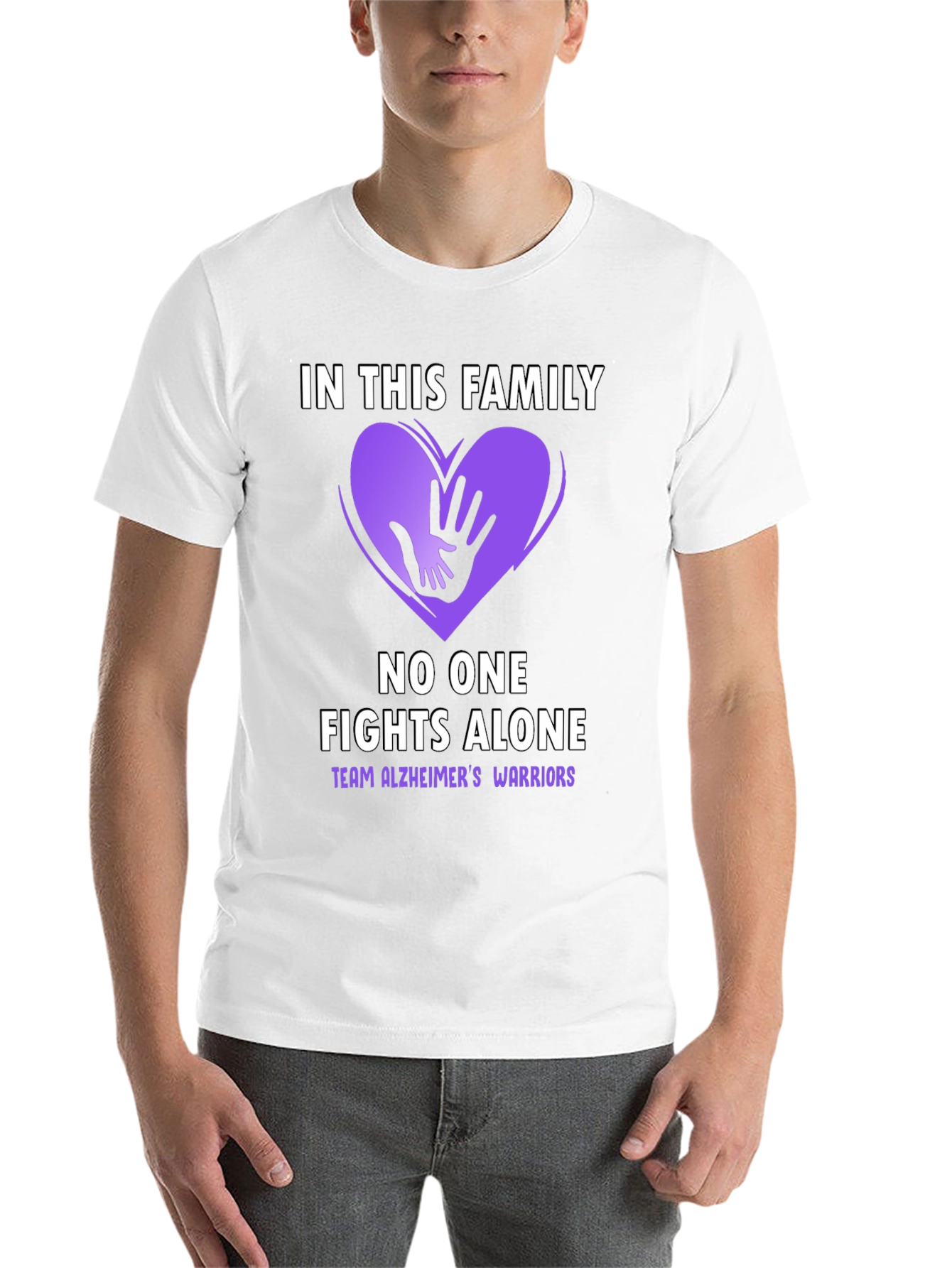 Black Alzheimer's Awareness T-Shirt - In This Family No One Fights Alone view 14