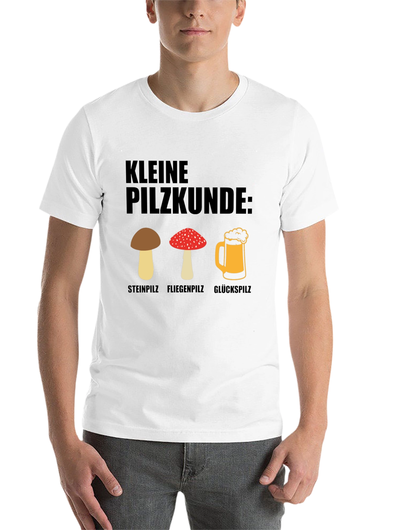 Black Kleine Pilzkunde Funny Mushroom and Beer T-Shirt view 14