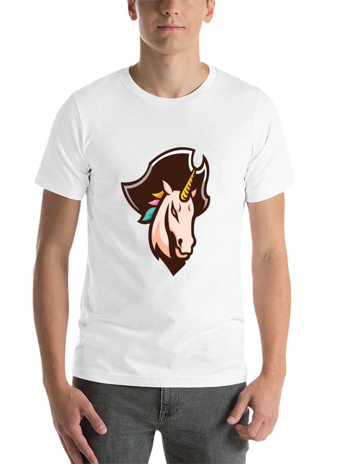 Black Pirate Unicorn Graphic Tee - Black Cotton T-Shirt view 14