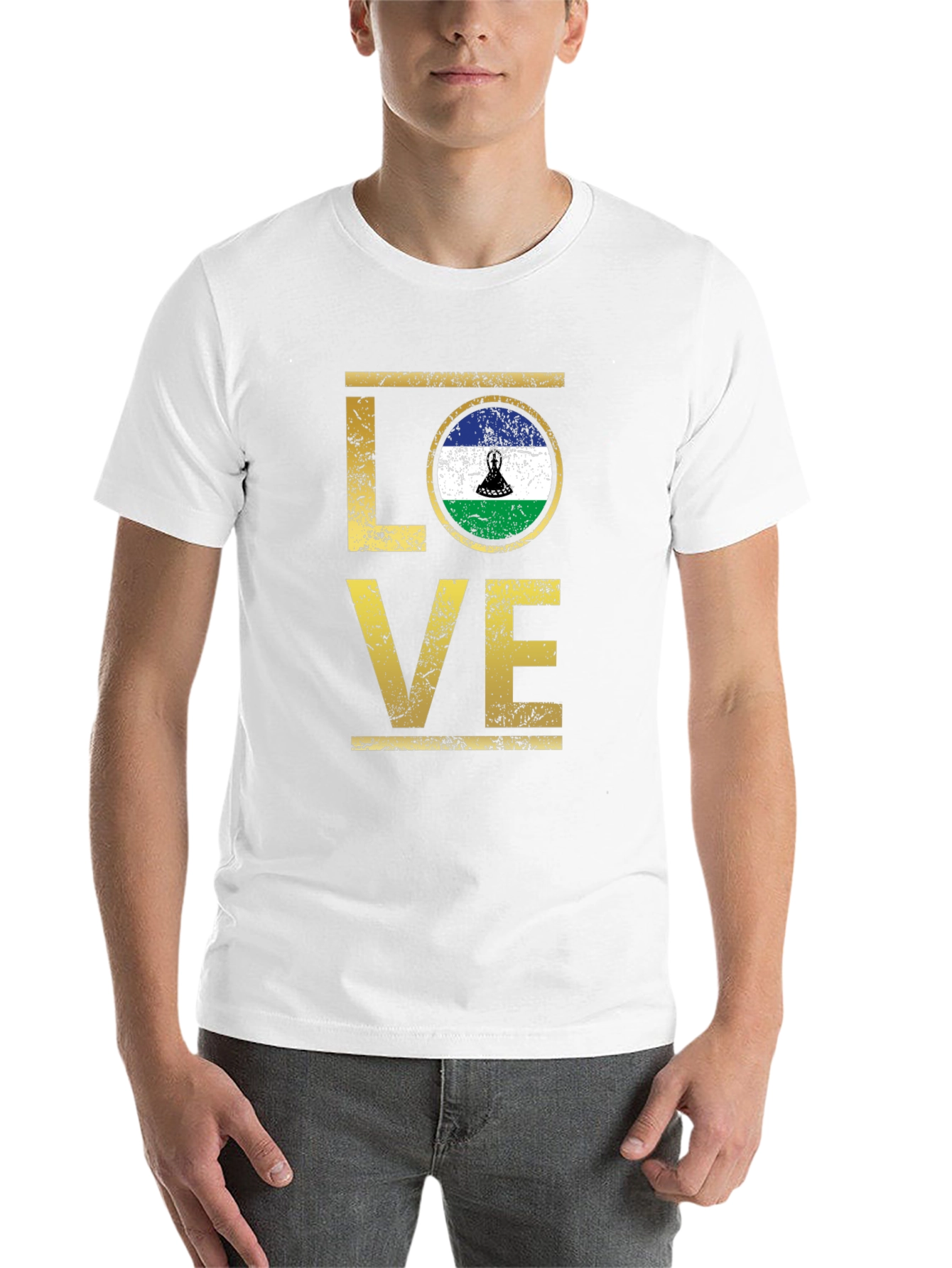 Lesotho Flag LOVE T-Shirt - 14