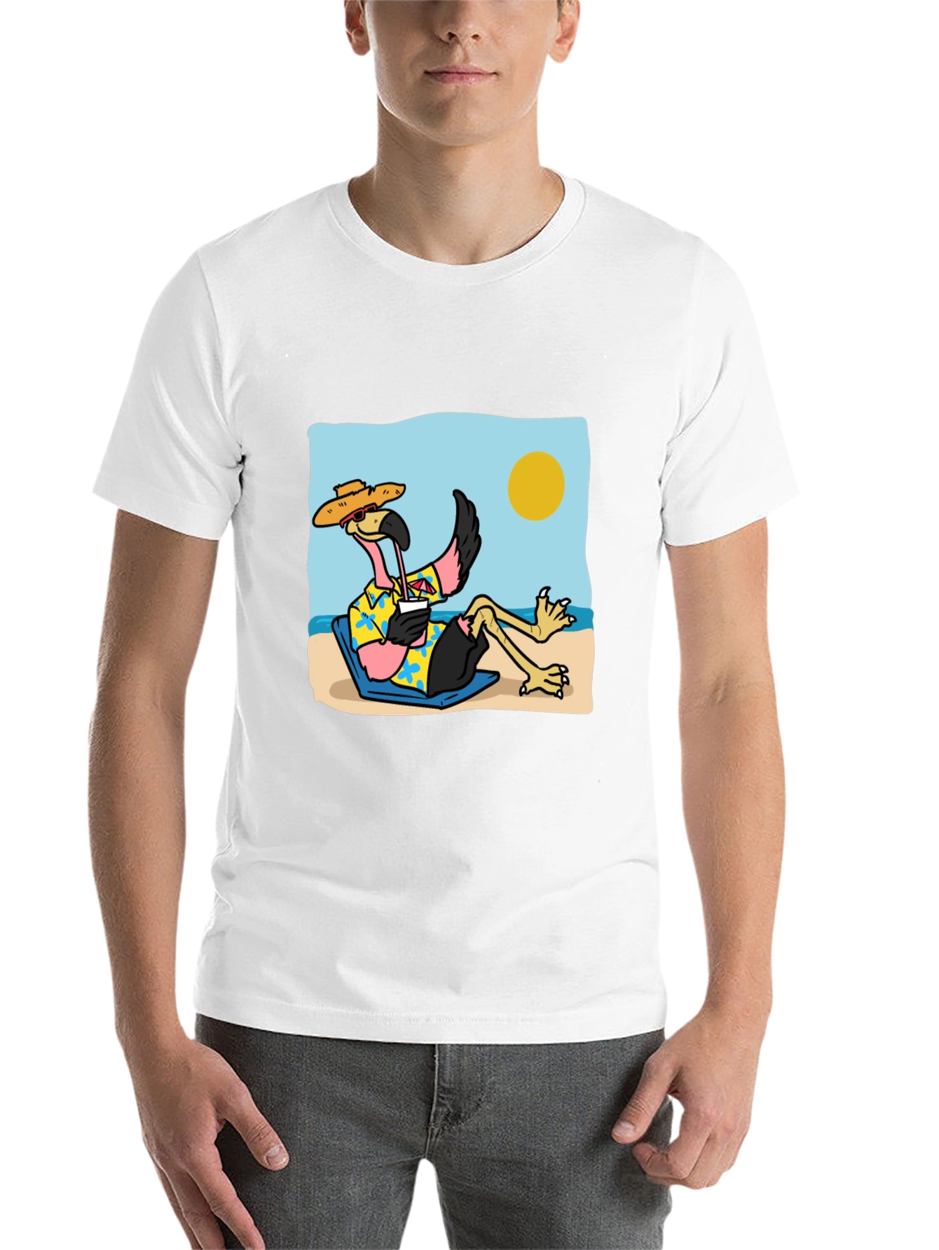 Black Relaxed Flamingo Beach T-Shirt - Tropical Vibe view 14