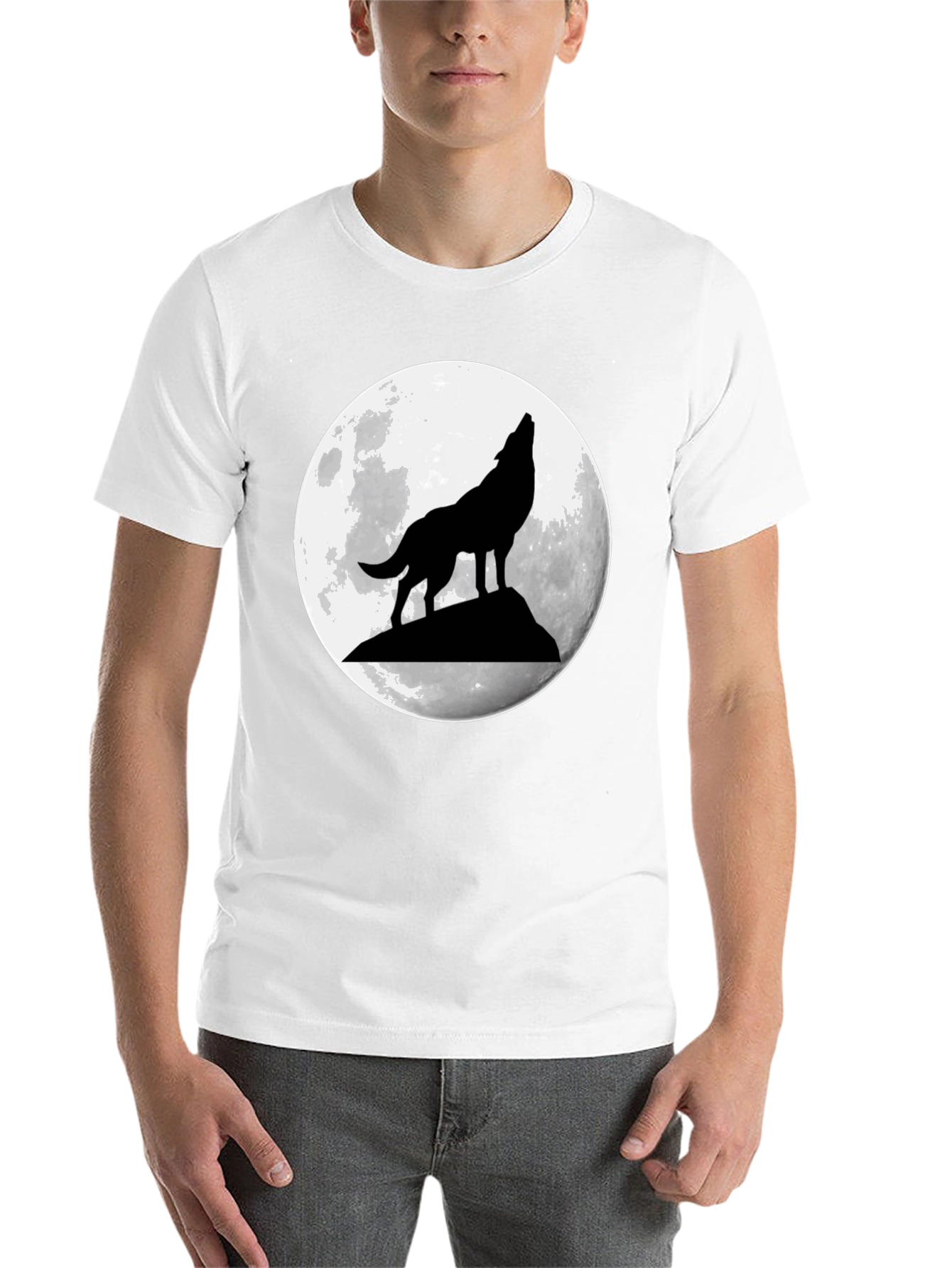 Black Wolf Moon Graphic Tee - Black Cotton T-Shirt view 14