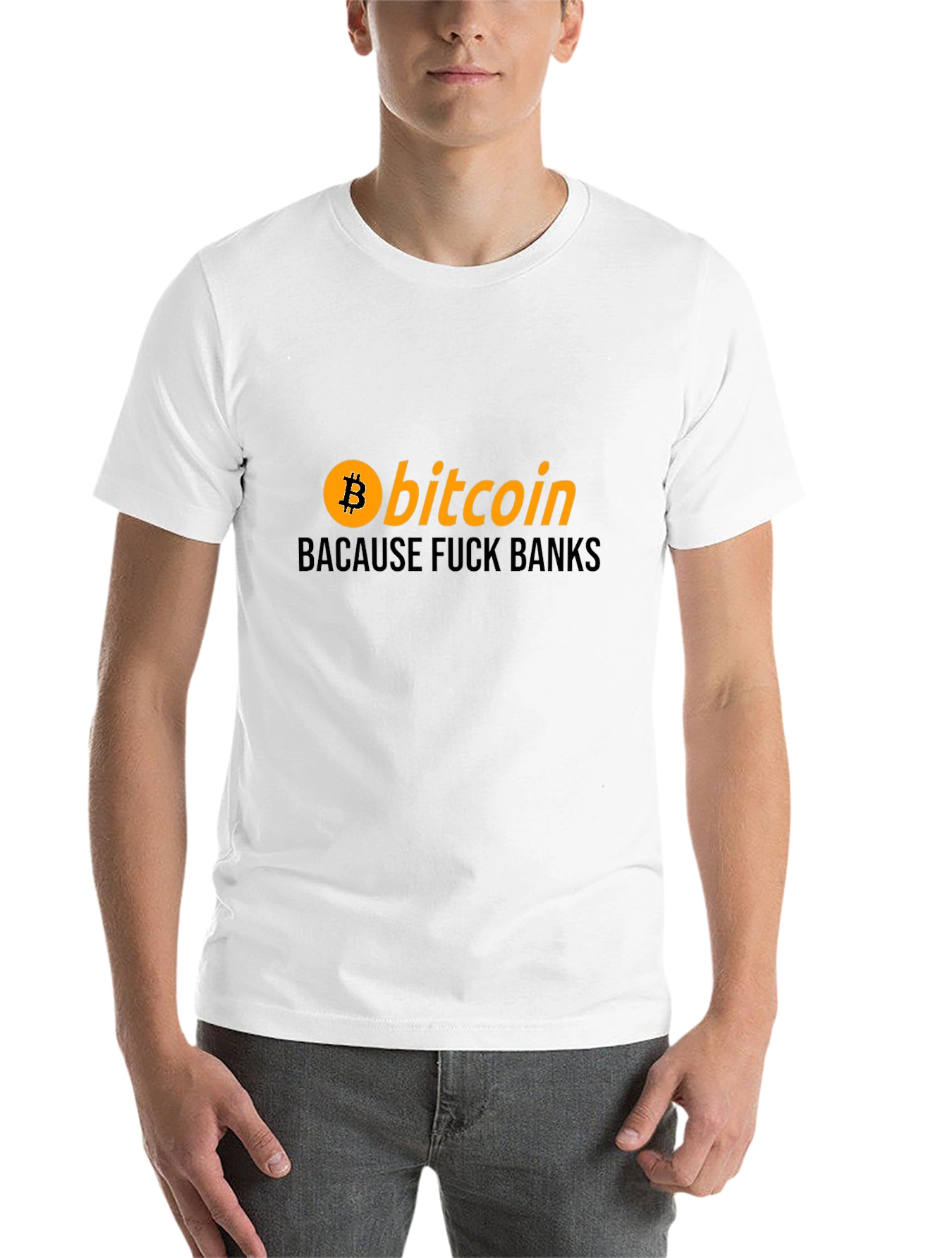 Black Bitcoin Crypto Black T-Shirt - Because Banks view 14