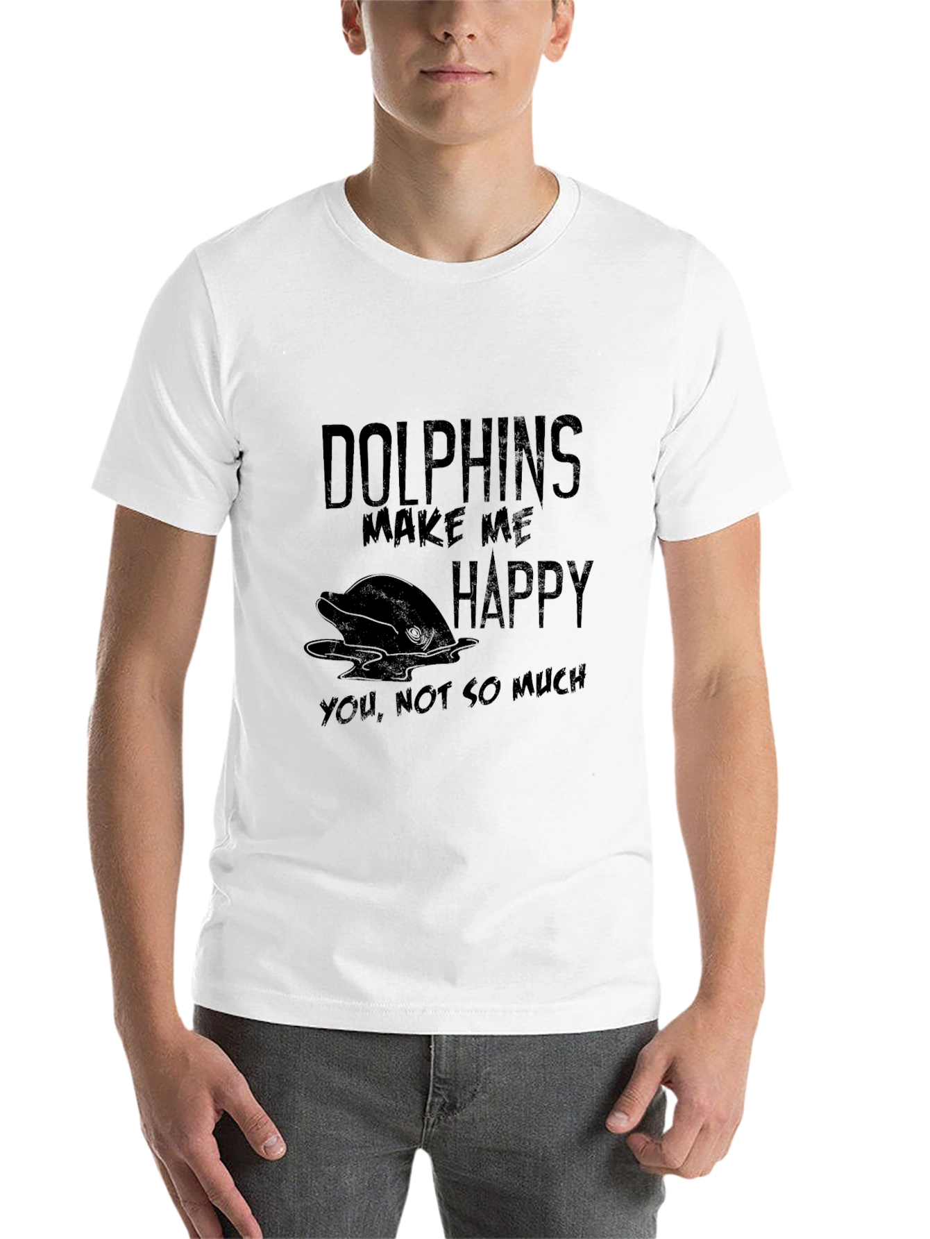 Black Dolphin Lover Black T-Shirt - Makes Me Happy view 14
