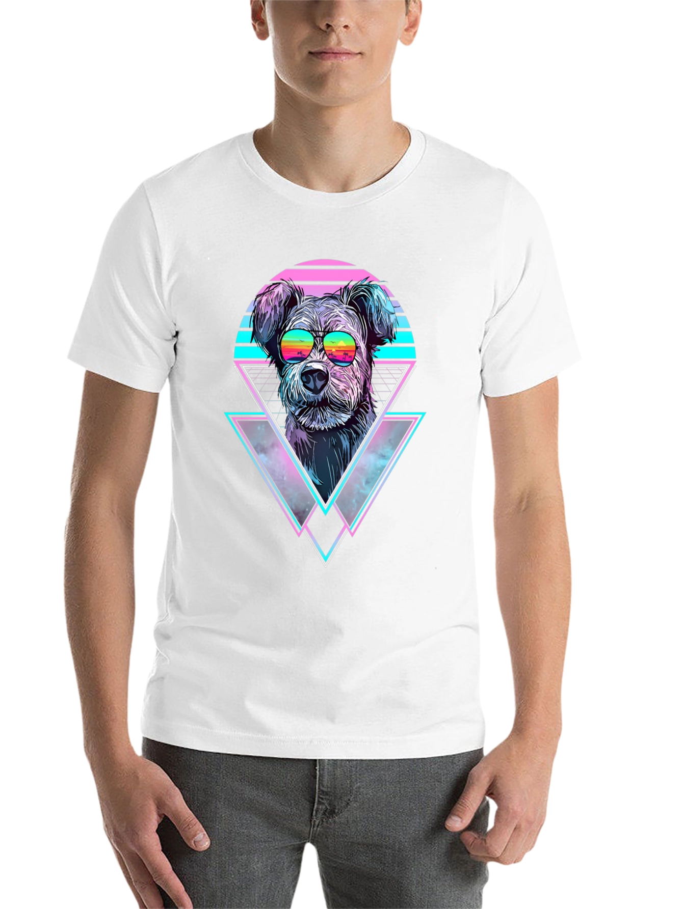 Black Retro Dog T-Shirt - Synthwave Vibes view 14