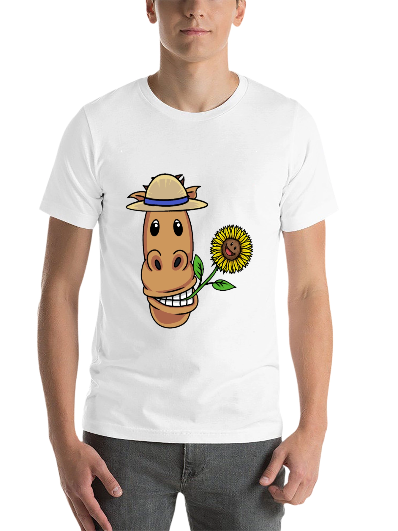 Black Funny Horse & Sunflower Graphic Tee view 14