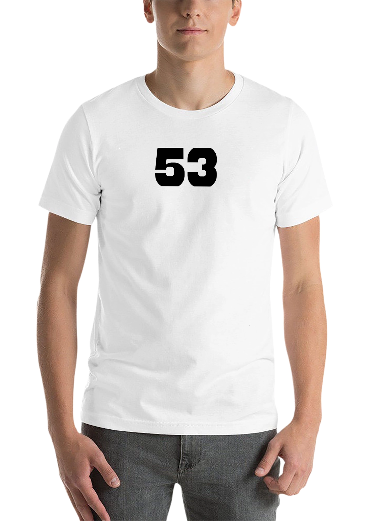 Black Men's Black T-Shirt - Number 53 Graphic Tee view 14