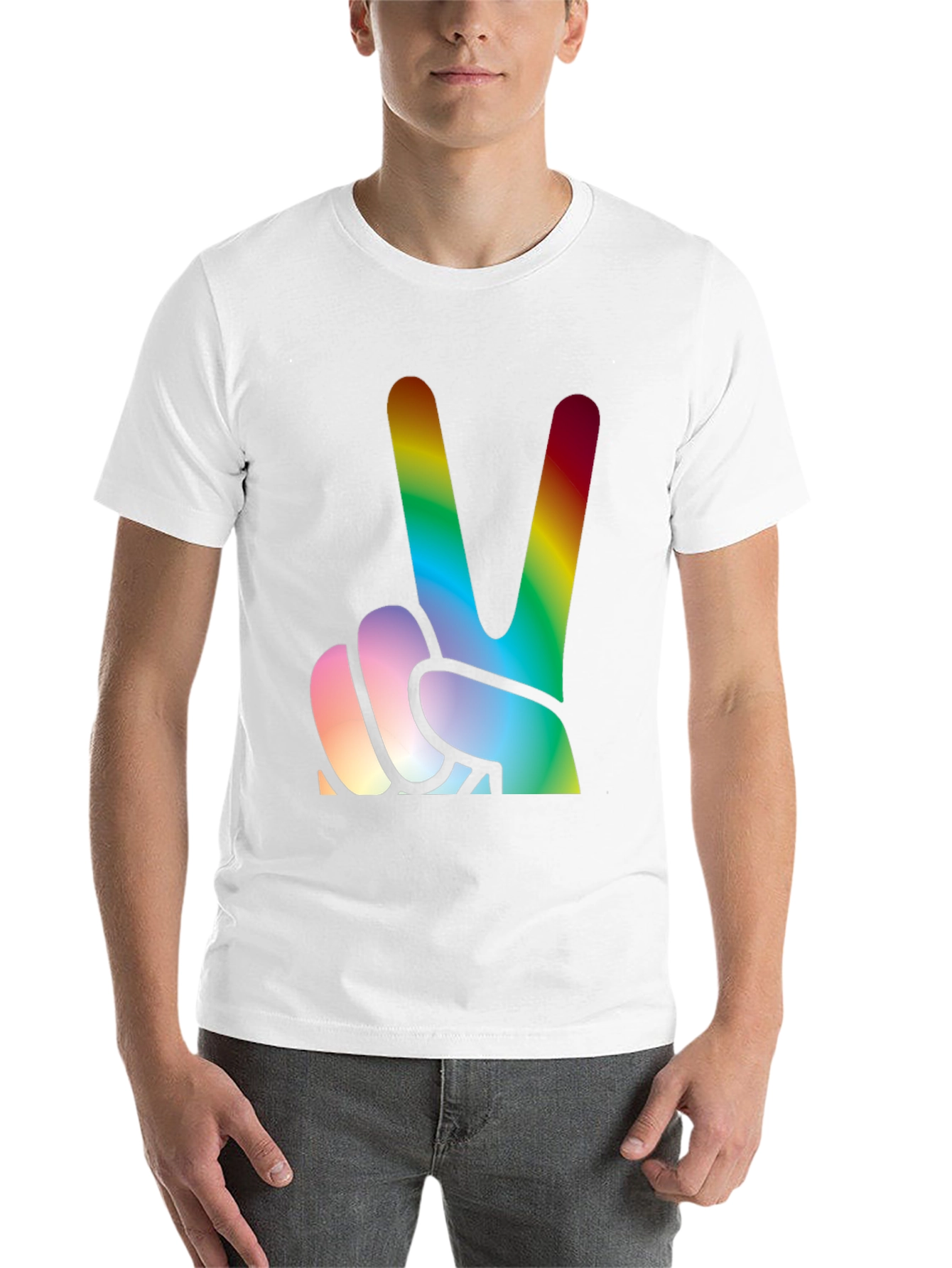 Black Rainbow Peace Sign Graphic Tee view 14