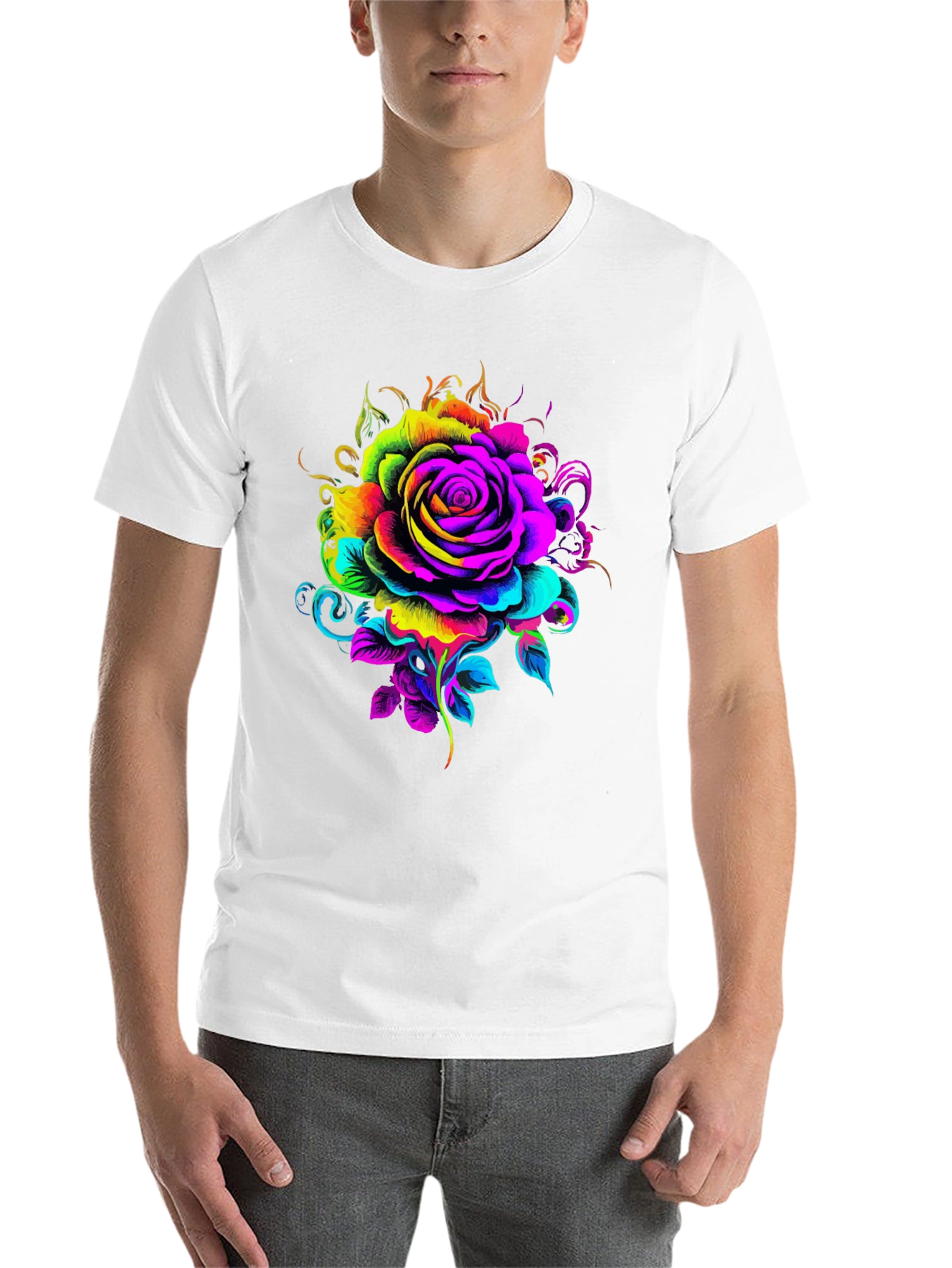 Black Vibrant Rose Graphic T-Shirt - Black view 14