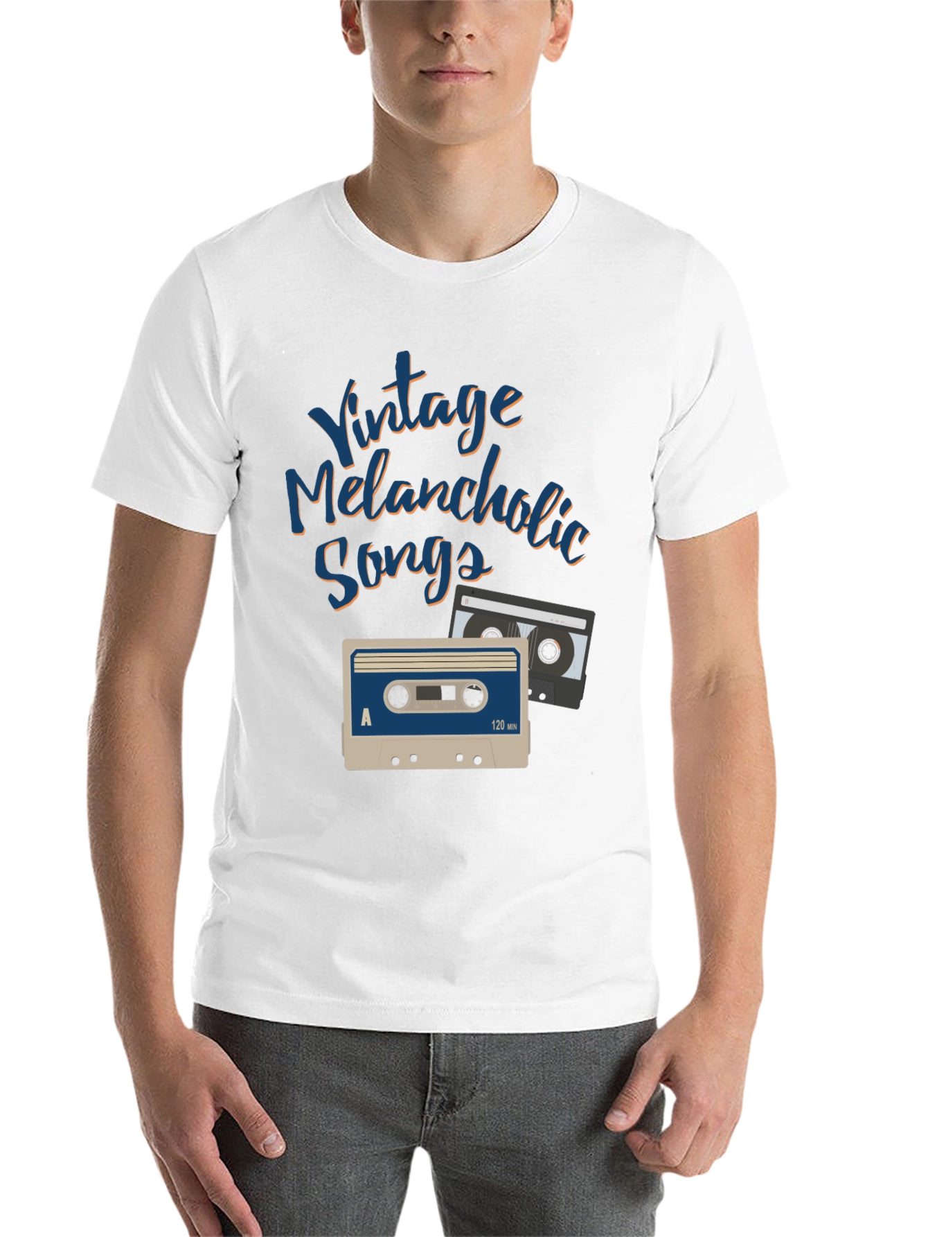 Black Vintage Melancholic Songs Graphic Tee view 14