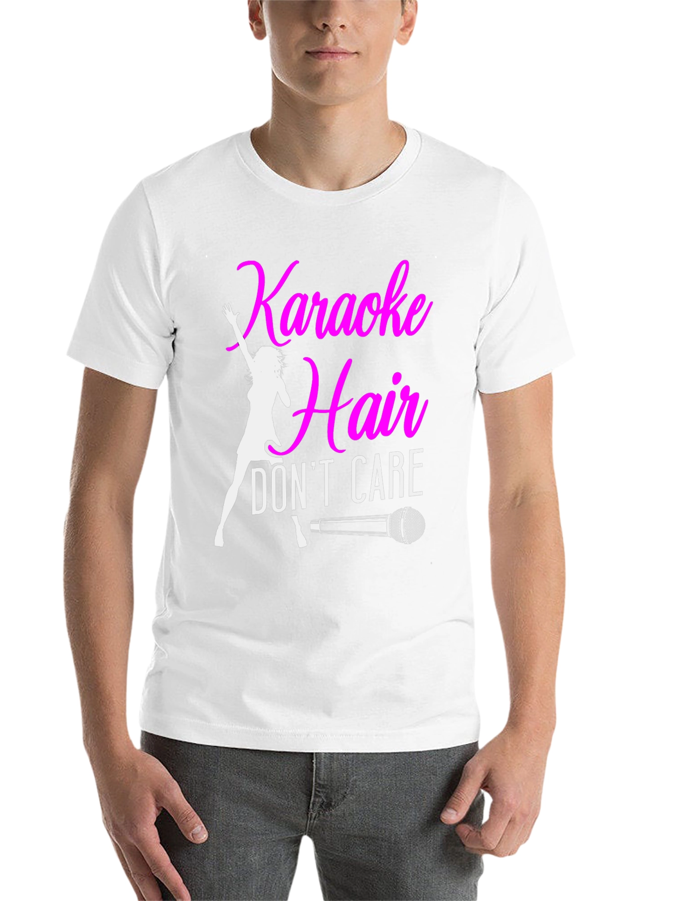 Black Karaoke Hair Don't Care Black T-Shirt view 14