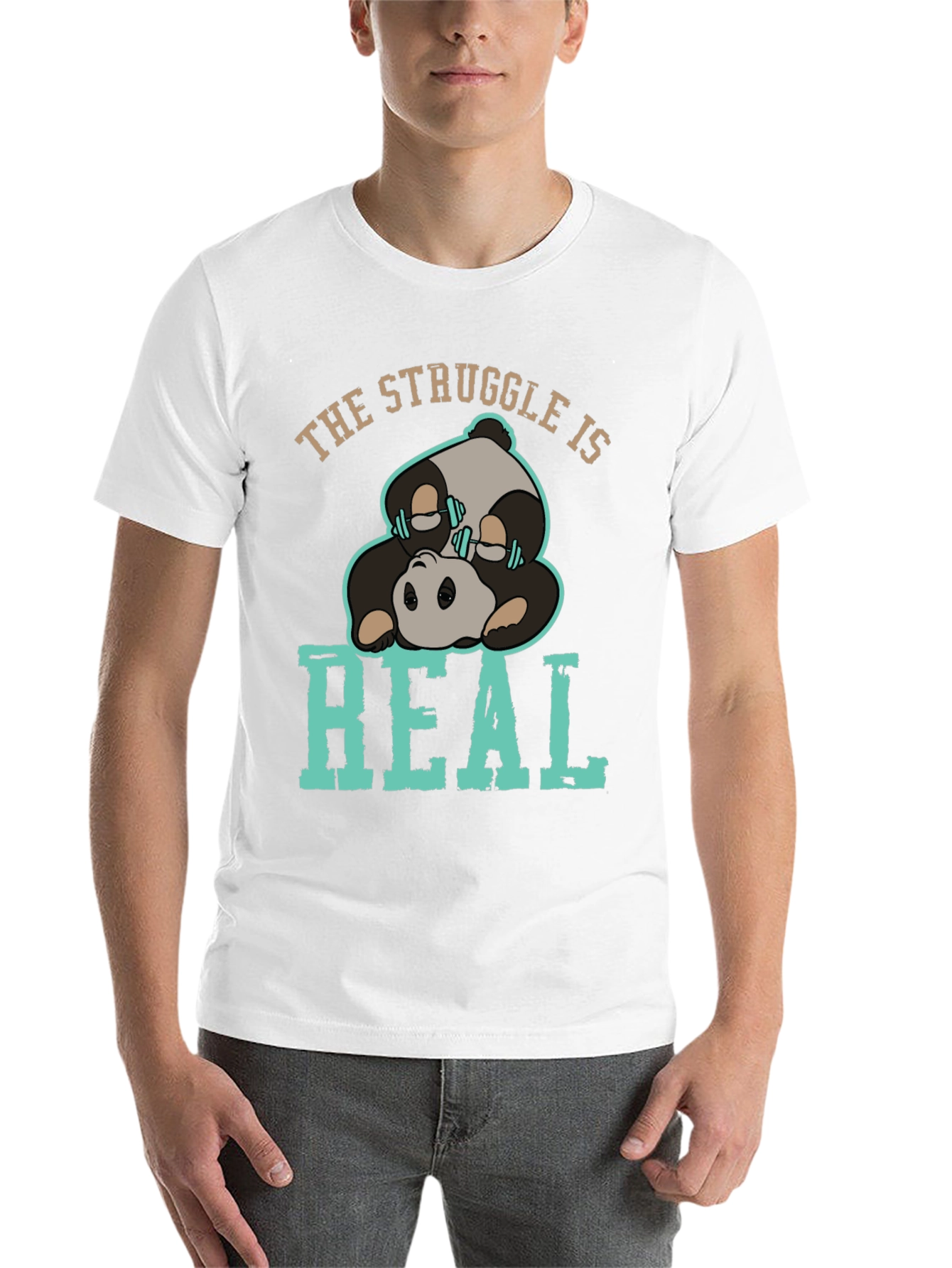 Black The Struggle Is Real Panda T-Shirt view 14