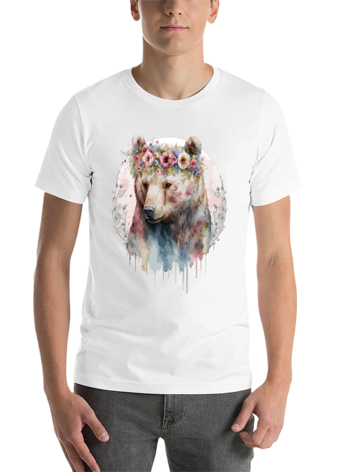 Black Bear with Flower Crown Graphic Tee view 14
