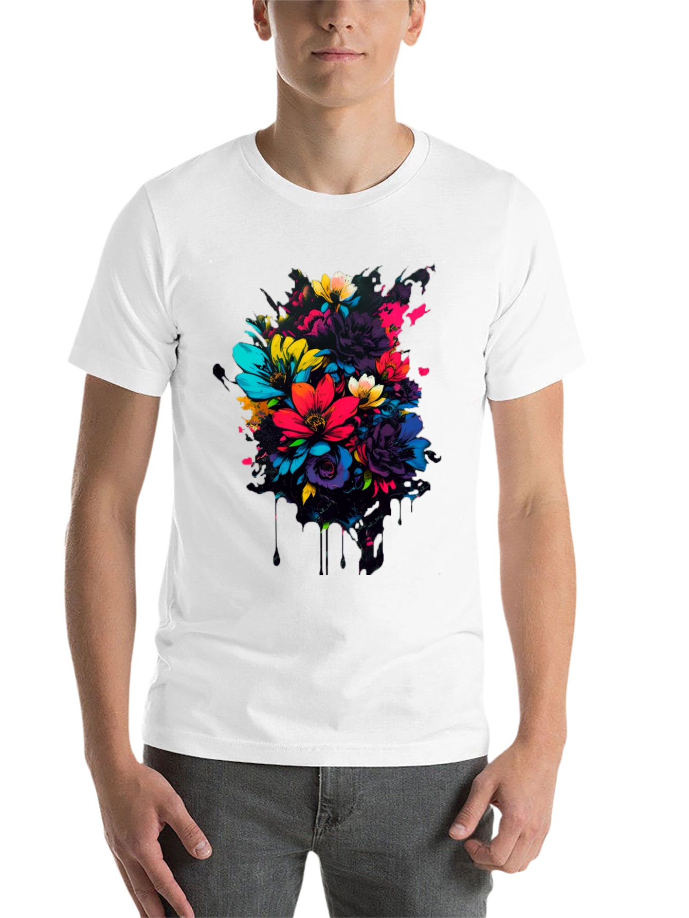 Black Floral Burst Graphic Tee - Vivid Colors view 14