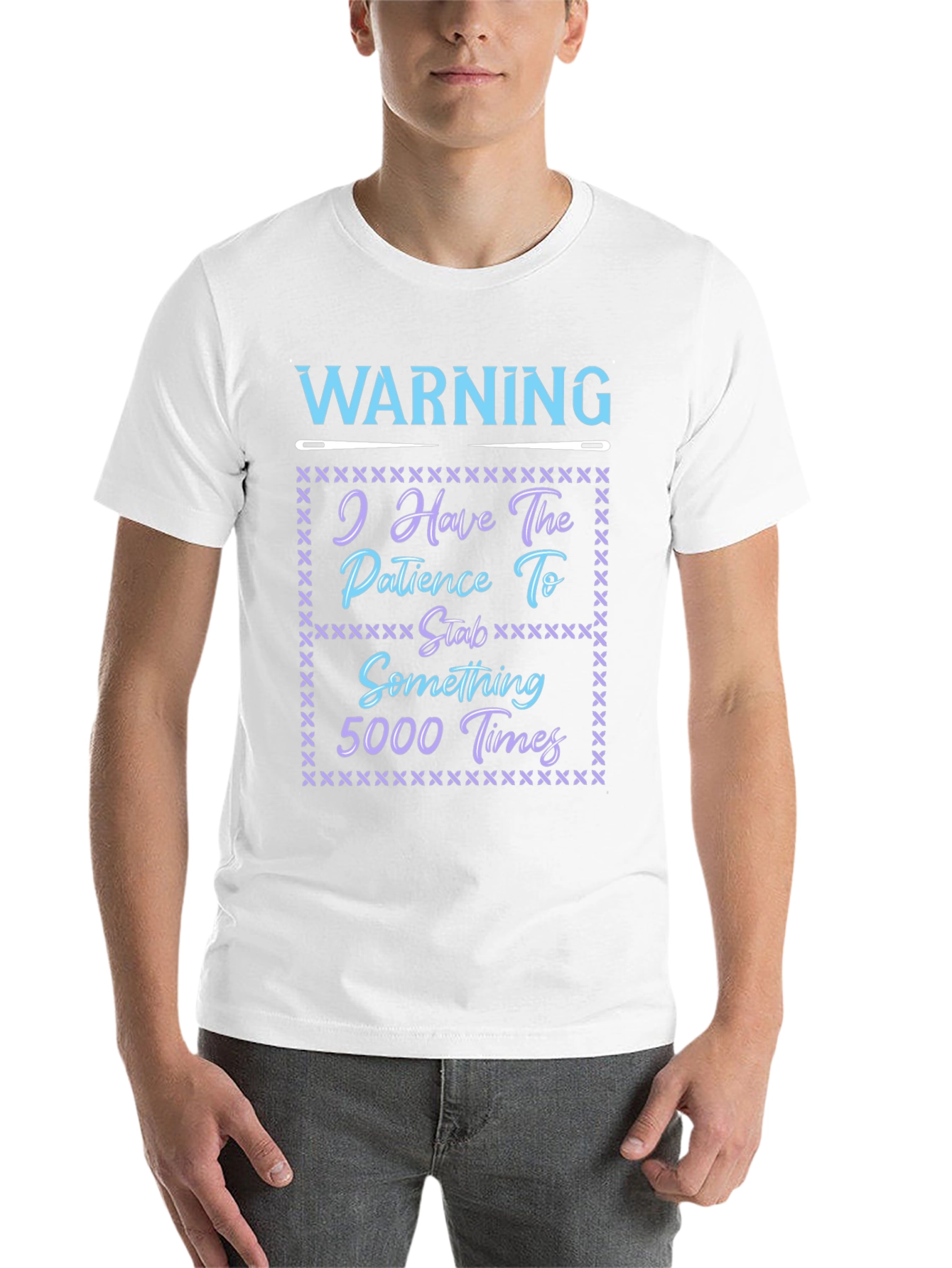 Black Warning: Patience to Stab 5000 Times T-Shirt view 14