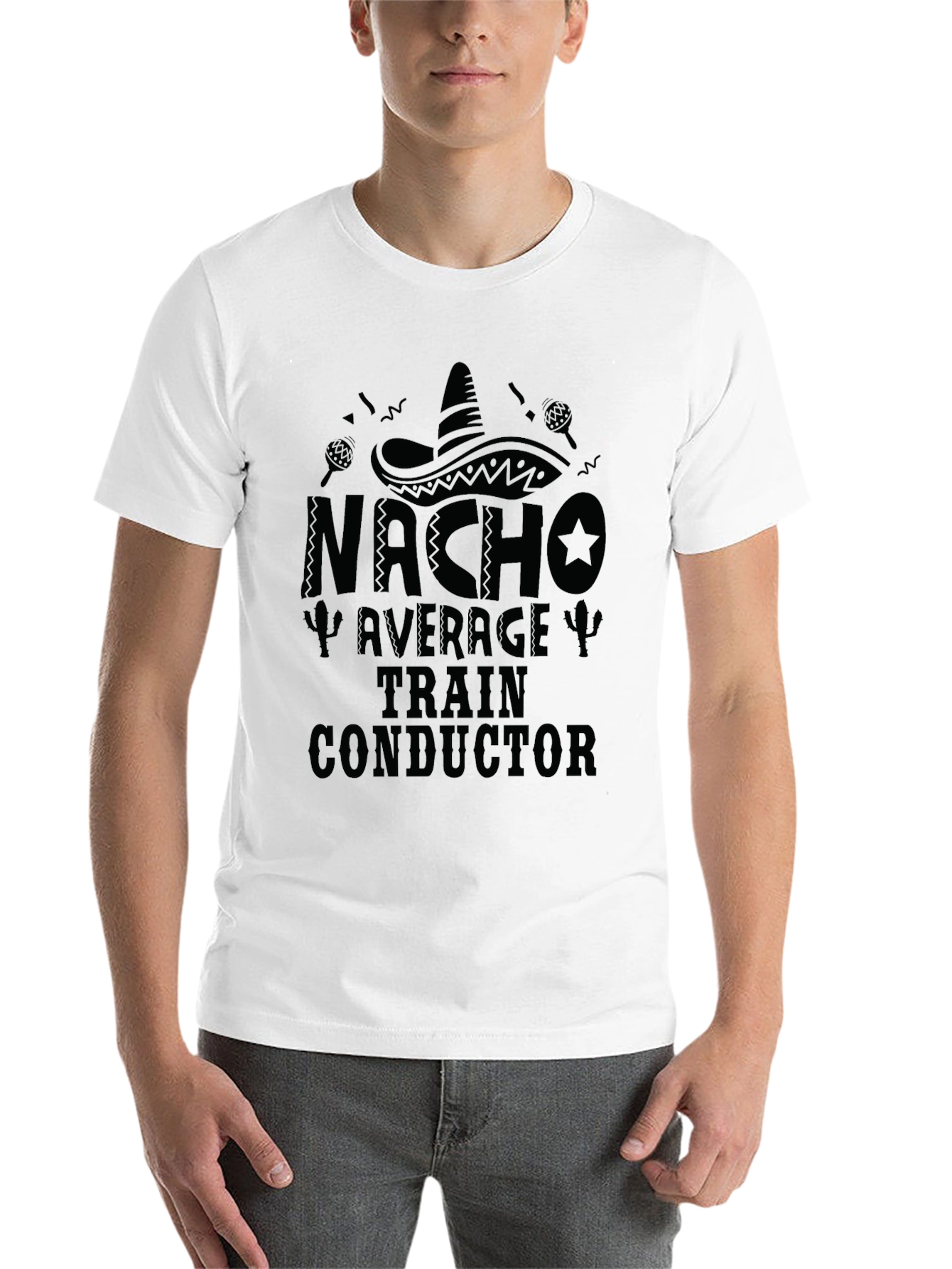 Black Nacho Average Train Conductor Graphic Tee view 14