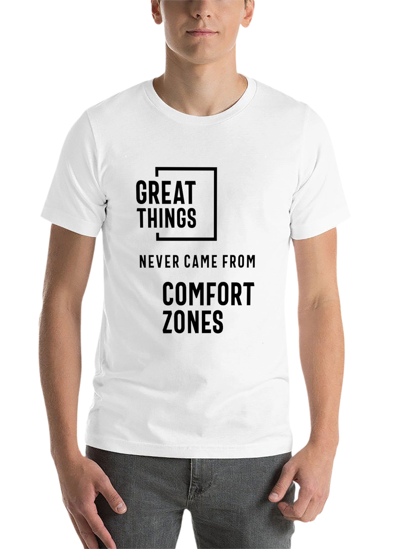 Black Great Things T-Shirt - Comfort Zone Motivational Tee view 14