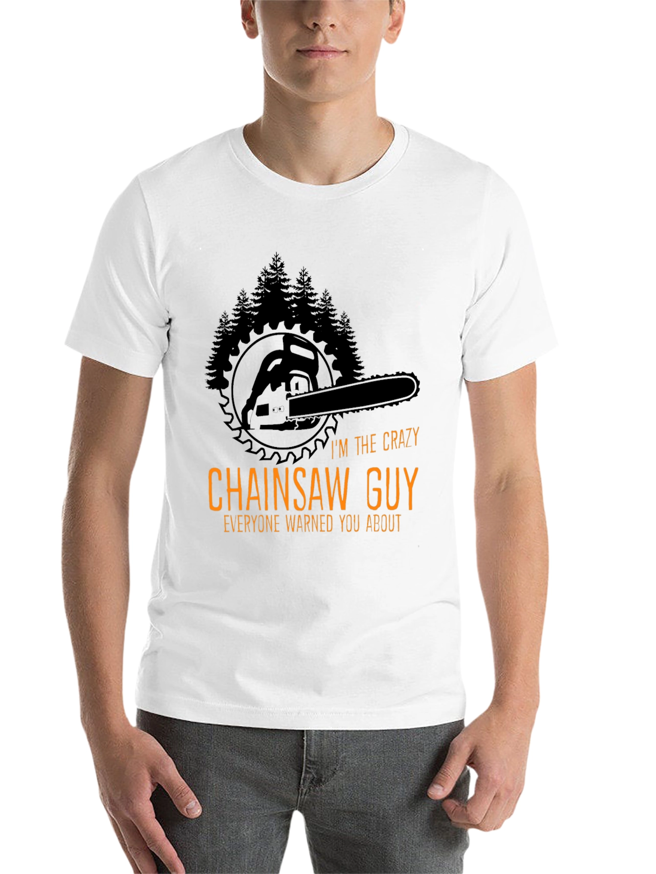 Black Crazy Chainsaw Guy T-Shirt - Lumberjack Style view 14