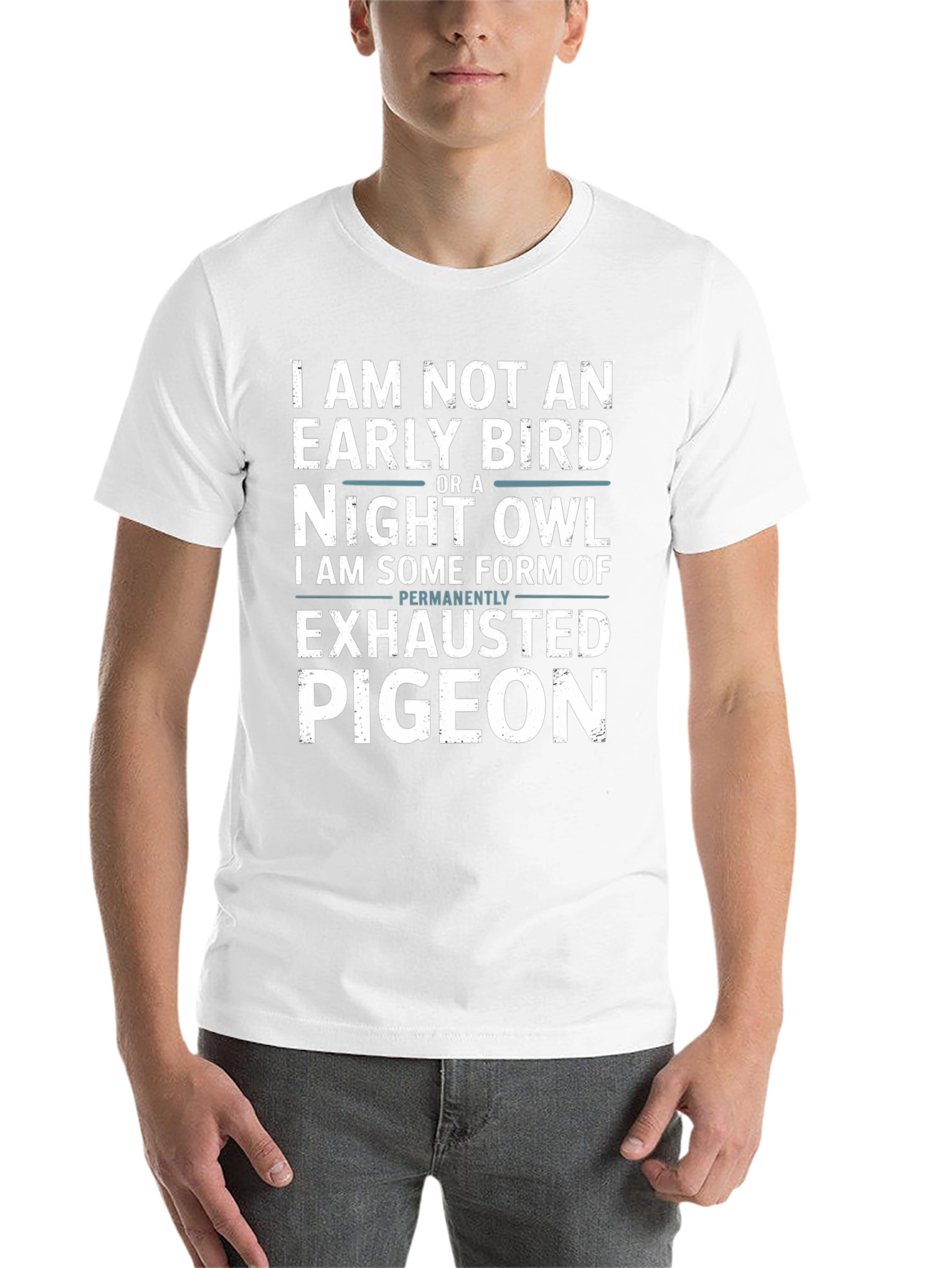 Black Exhausted Pigeon Funny Graphic T-Shirt view 14