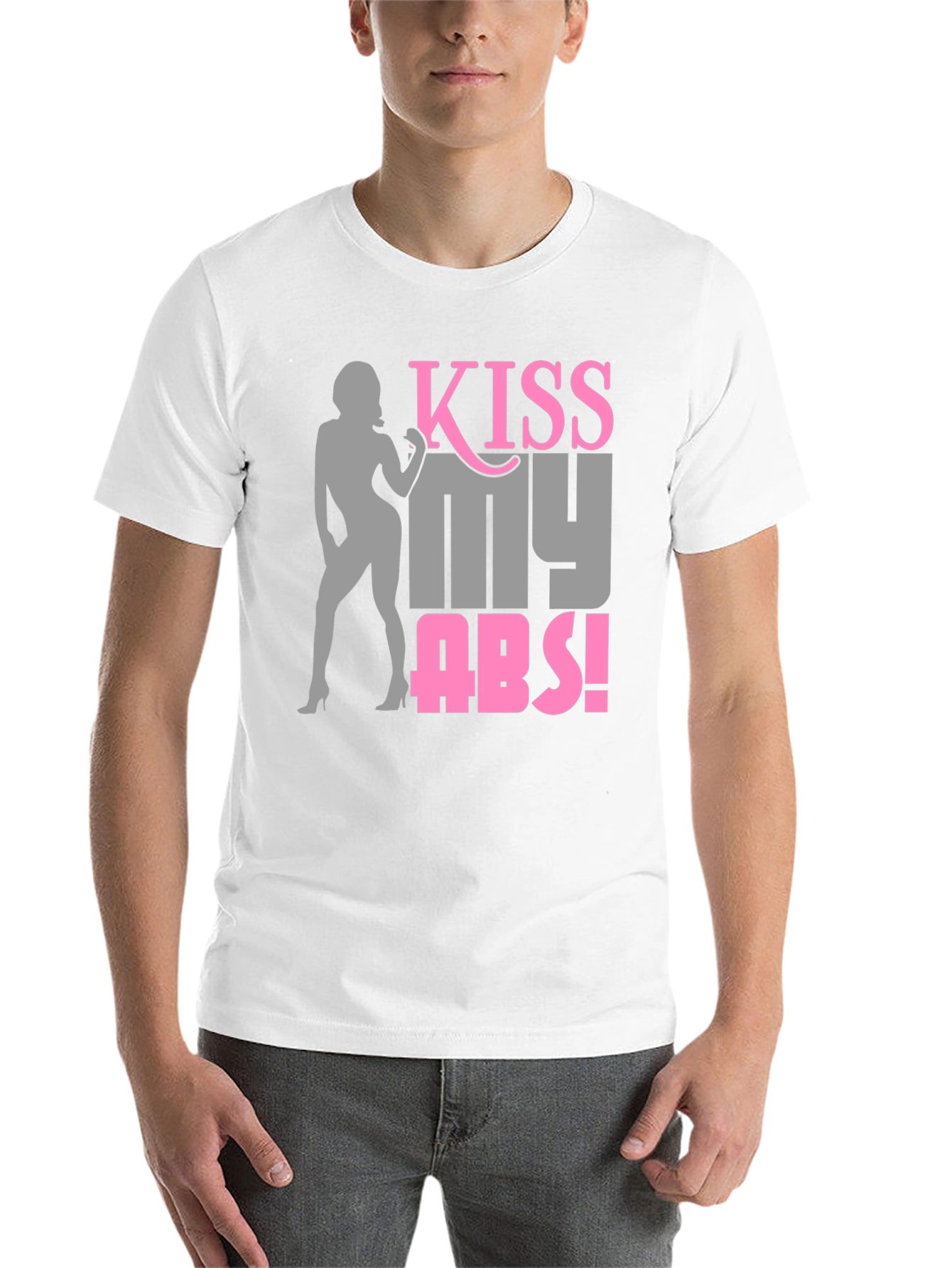 Black Kiss My Abs! Novelty Graphic T-Shirt view 14