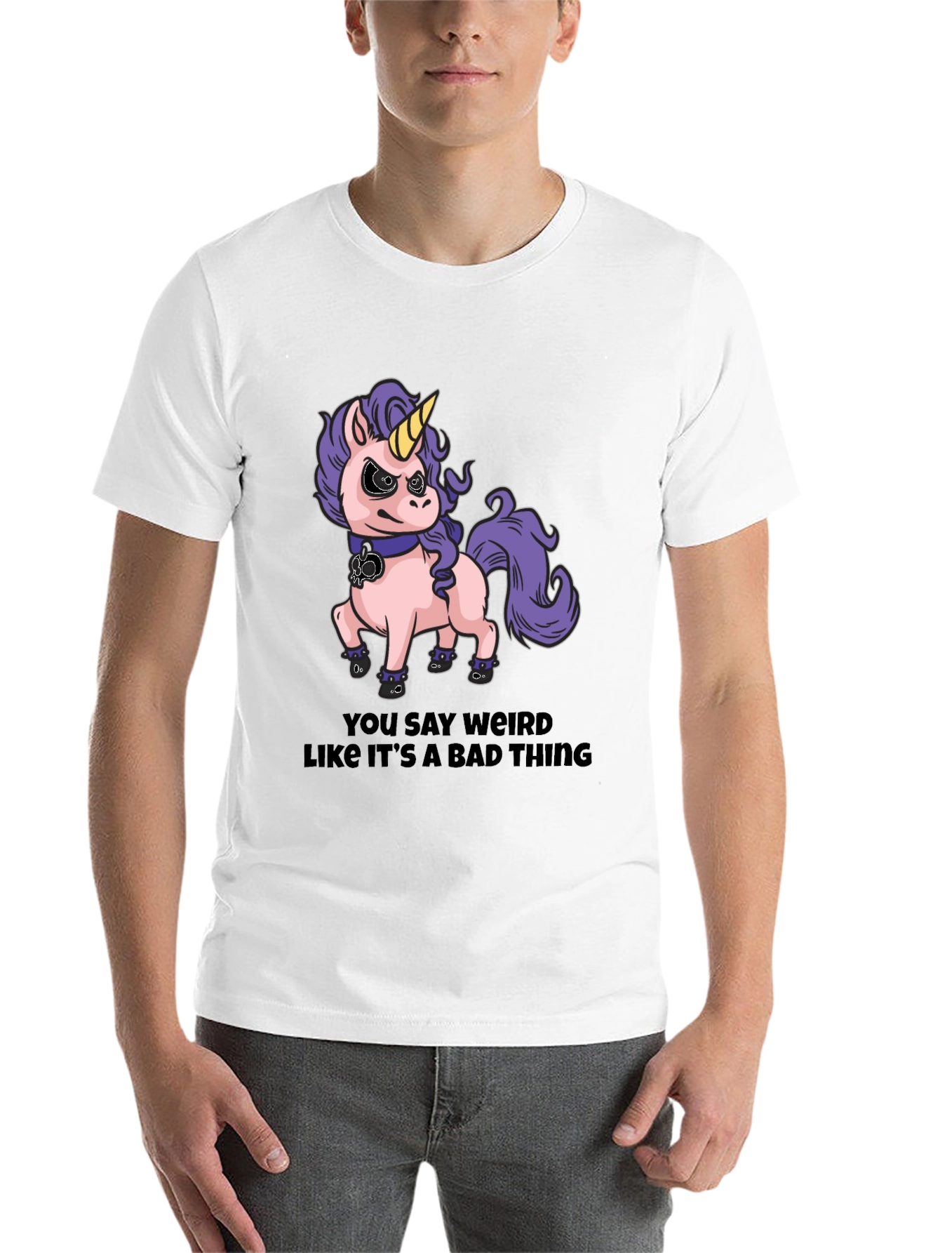 Black Funny Unicorn T-Shirt - You Say Weird view 14