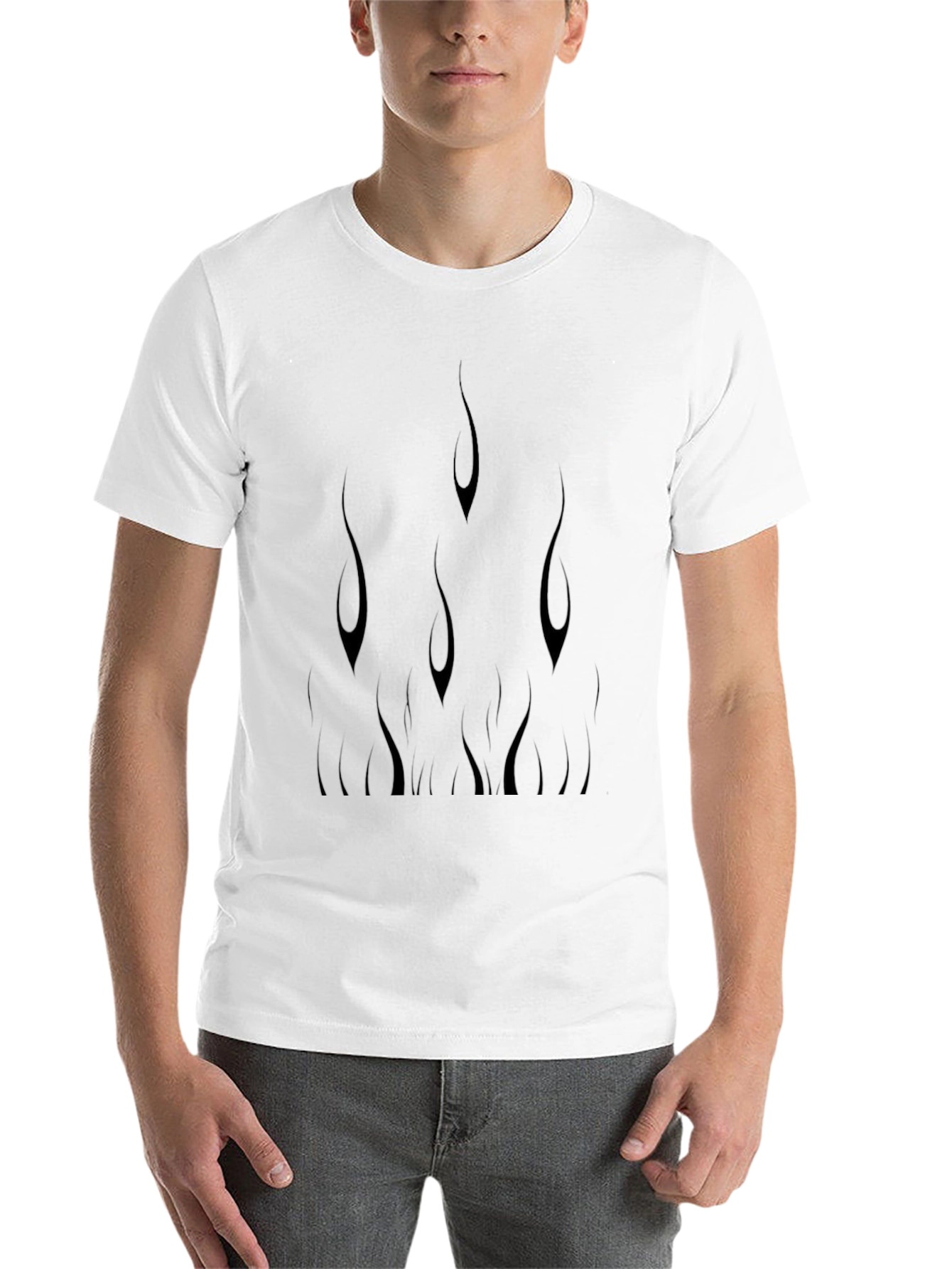 Black Men's Black Flame Graphic Tee view 14