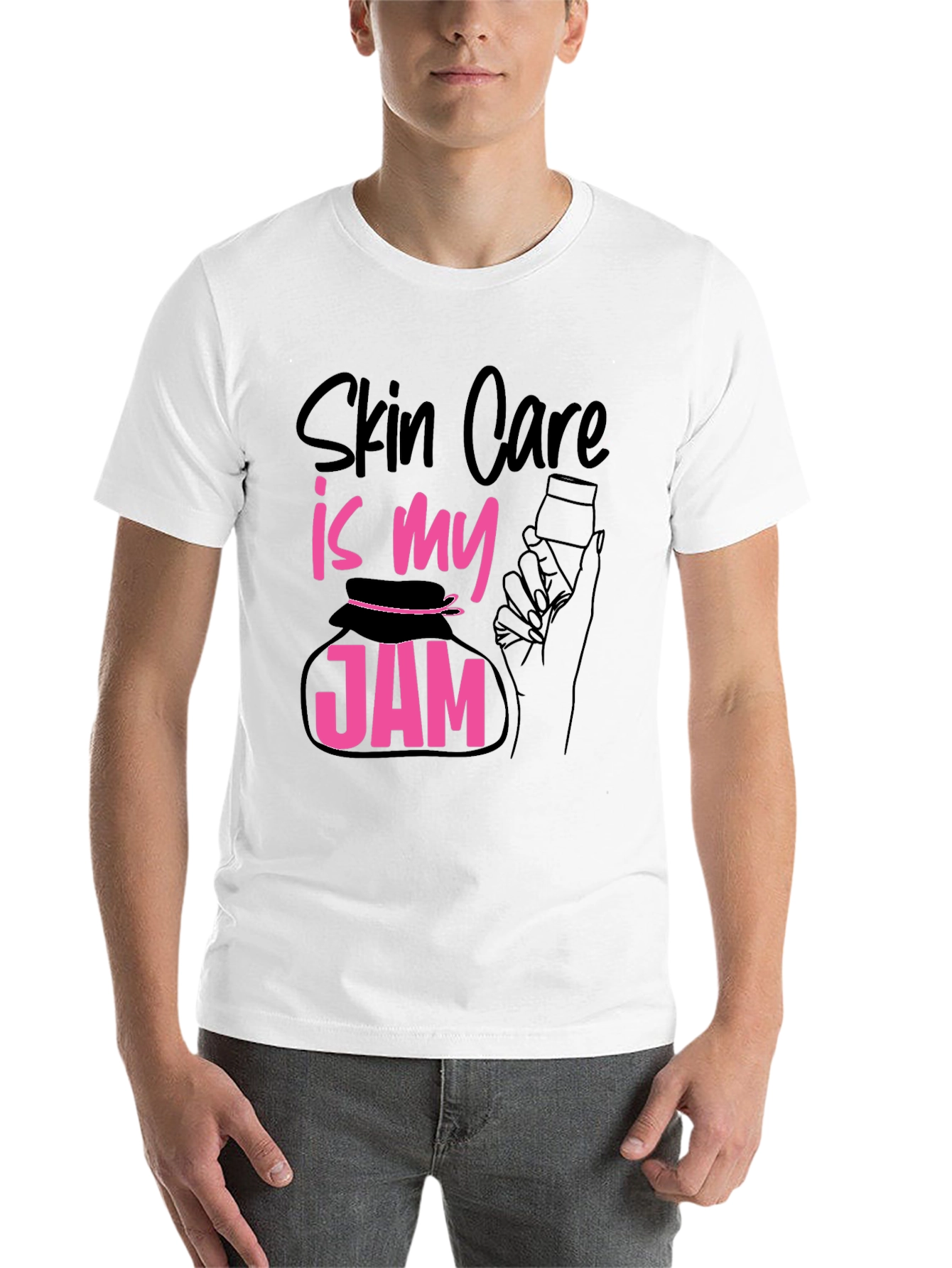 Black Skin Care Is My Jam T-Shirt - Black Cotton Tee view 14