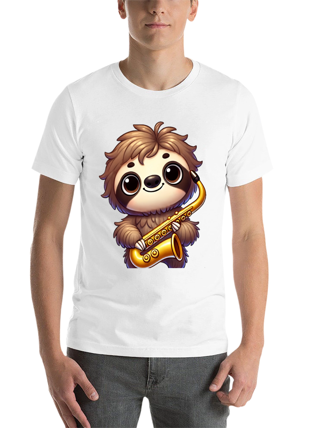 Black Sloth Saxophone T-Shirt - Cartoon Musician Tee view 14