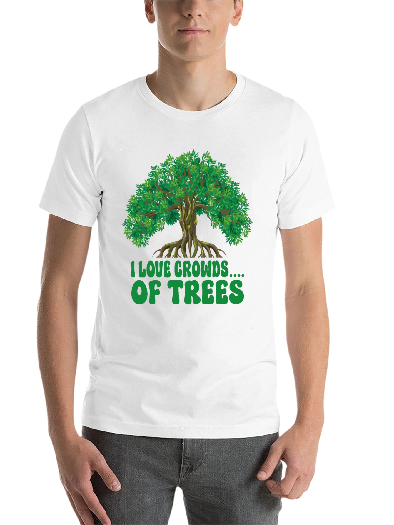 Black I Love Crowds of Trees Graphic T-Shirt view 14