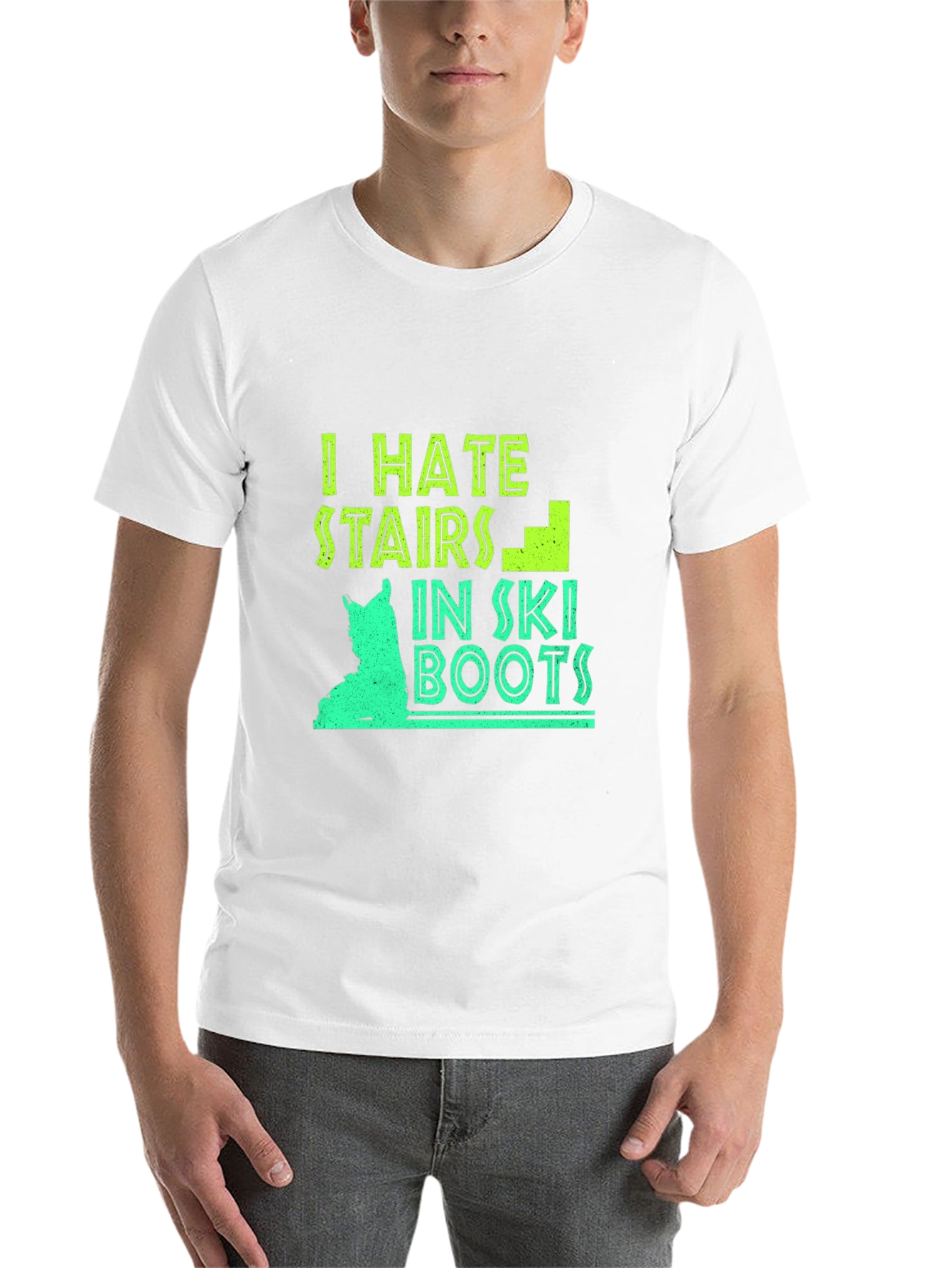 Black I Hate Stairs in Ski Boots Graphic Tee view 14