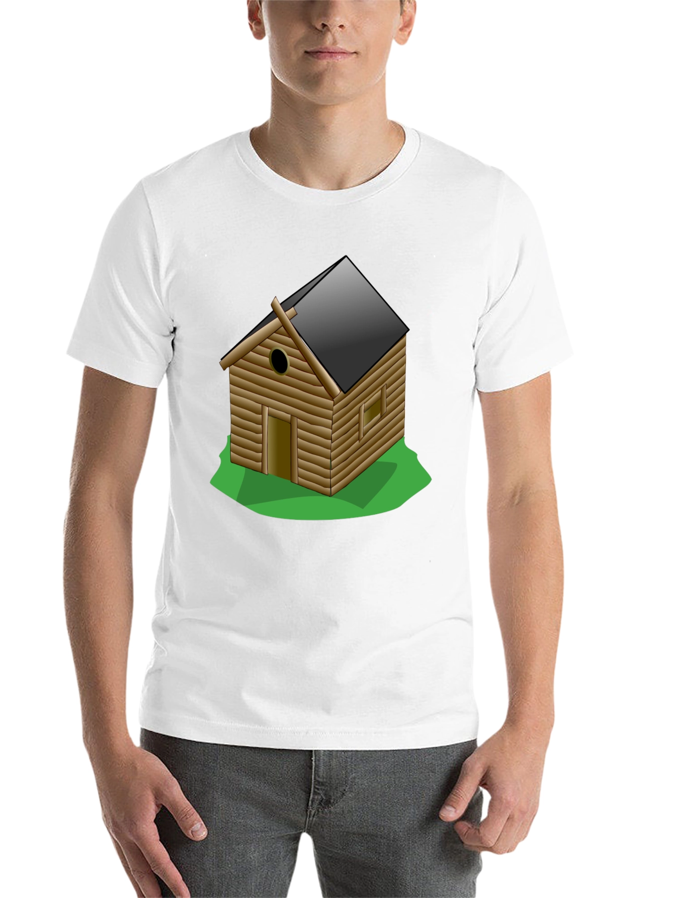 Black Log Cabin Graphic Tee - Novelty T-Shirt view 14