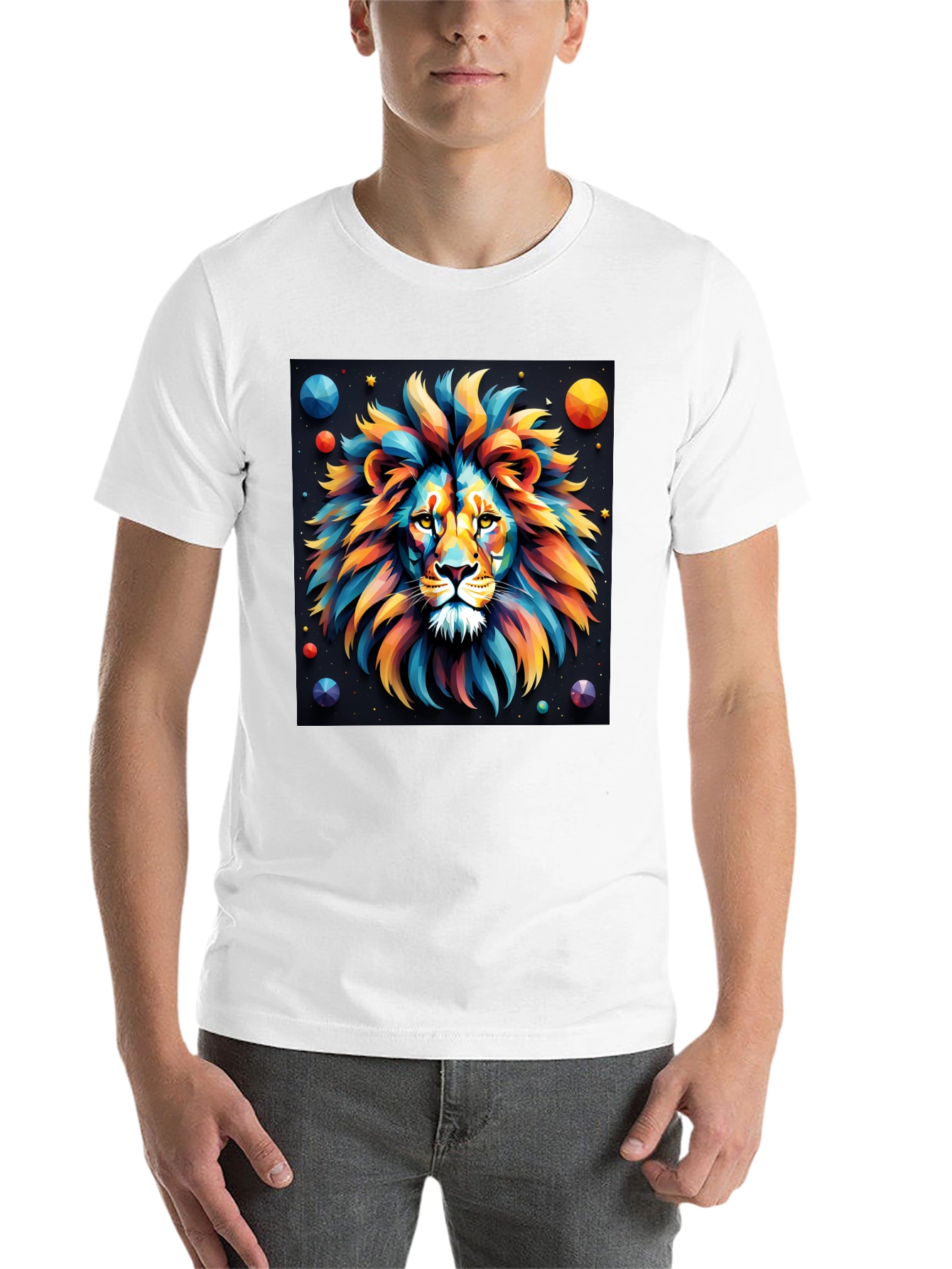 Black Colorful Lion Graphic T-Shirt - Bold Artistic Design view 14