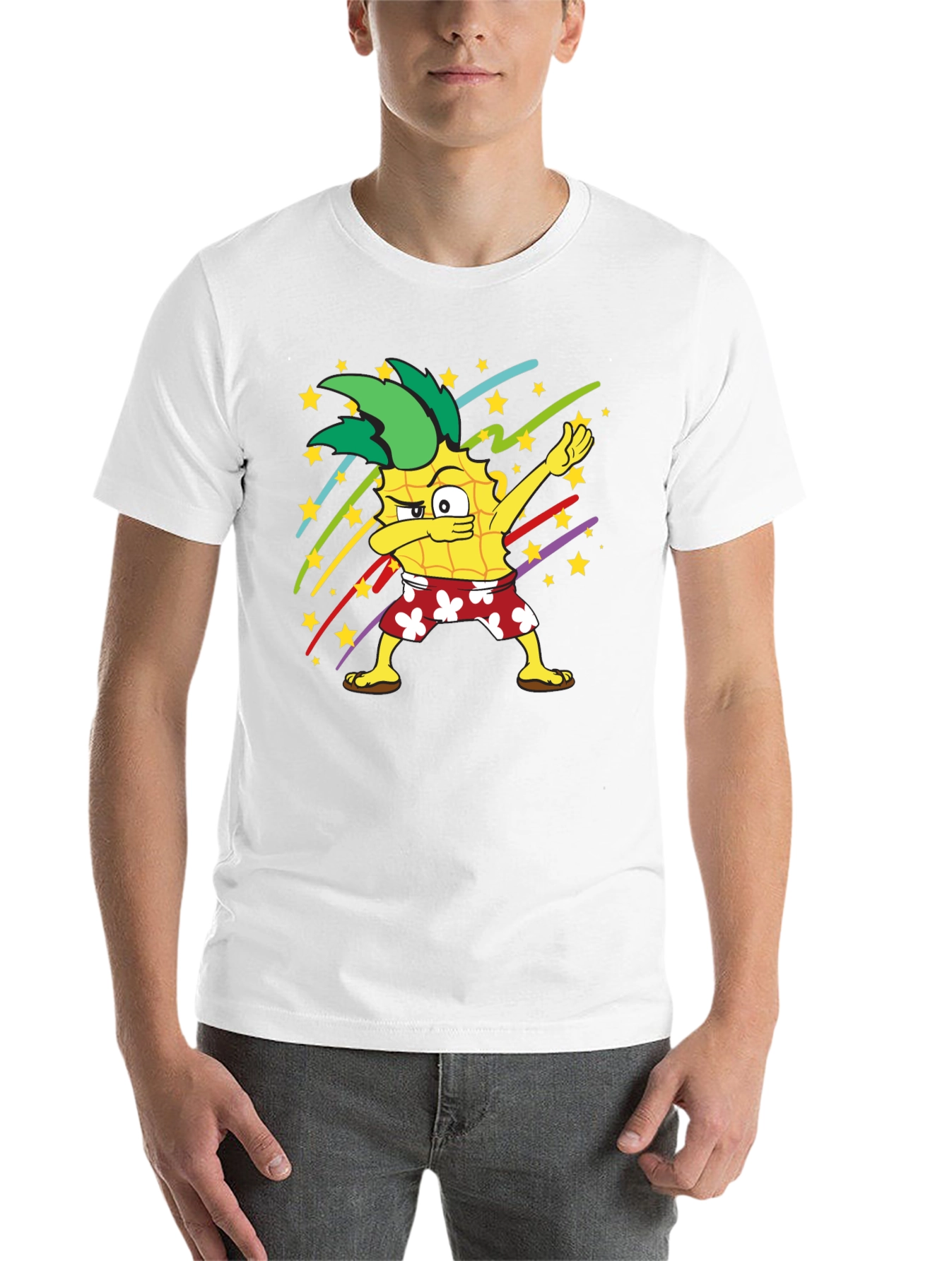 Black Dabbing Pineapple Graphic T-Shirt - Fun Summer Style view 14