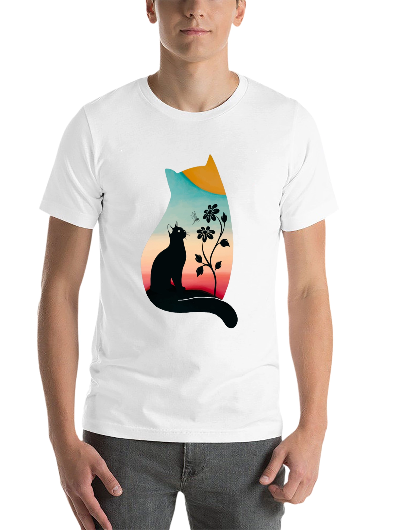Black Cat Silhouette Graphic Print Tee view 14
