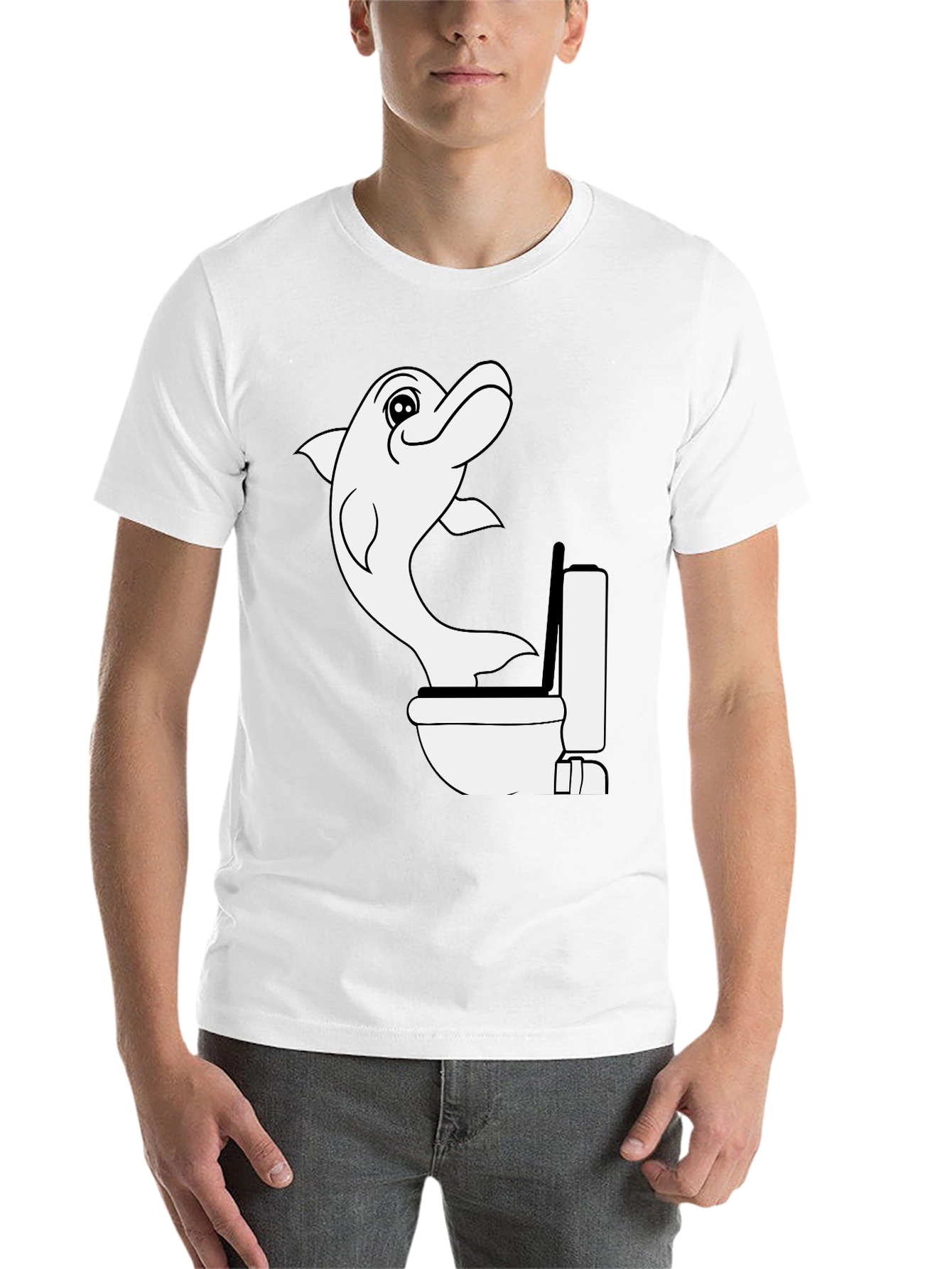 Black Dolphin Toilet Humor T-Shirt view 14