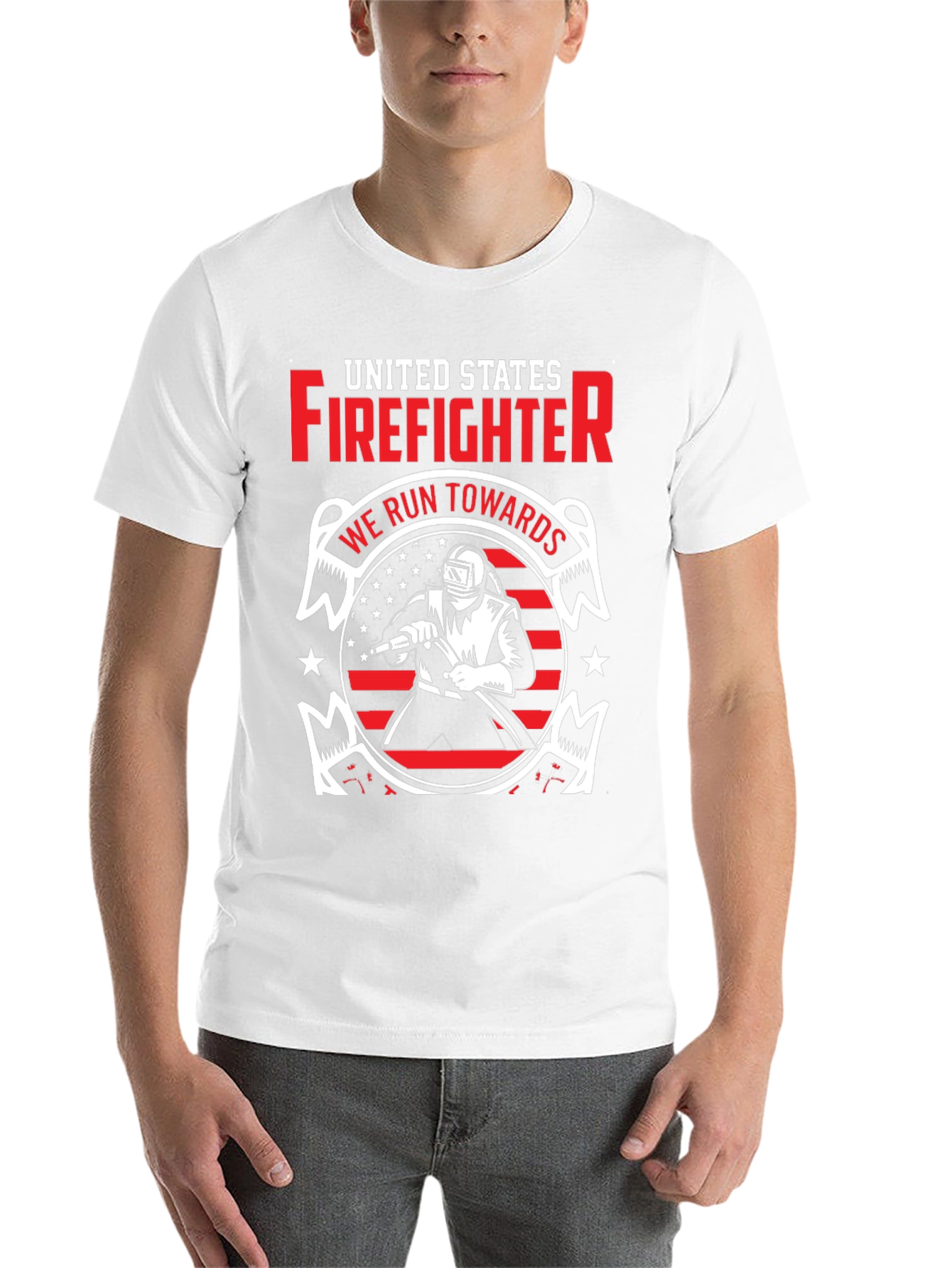 Black United States Firefighter Graphic T-Shirt view 14