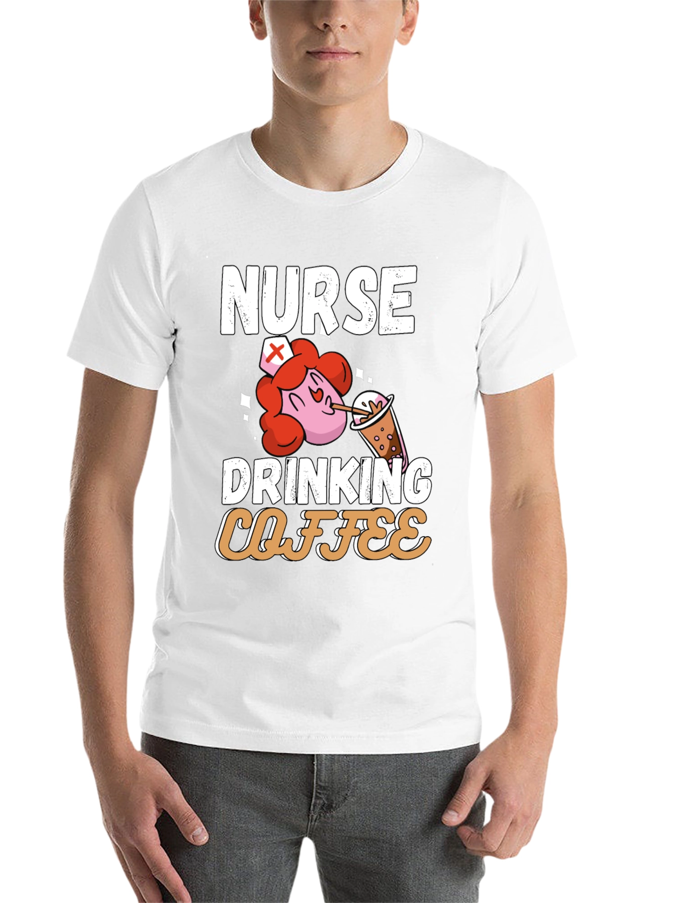 Black Nurse Drinking Coffee Graphic T-Shirt view 14