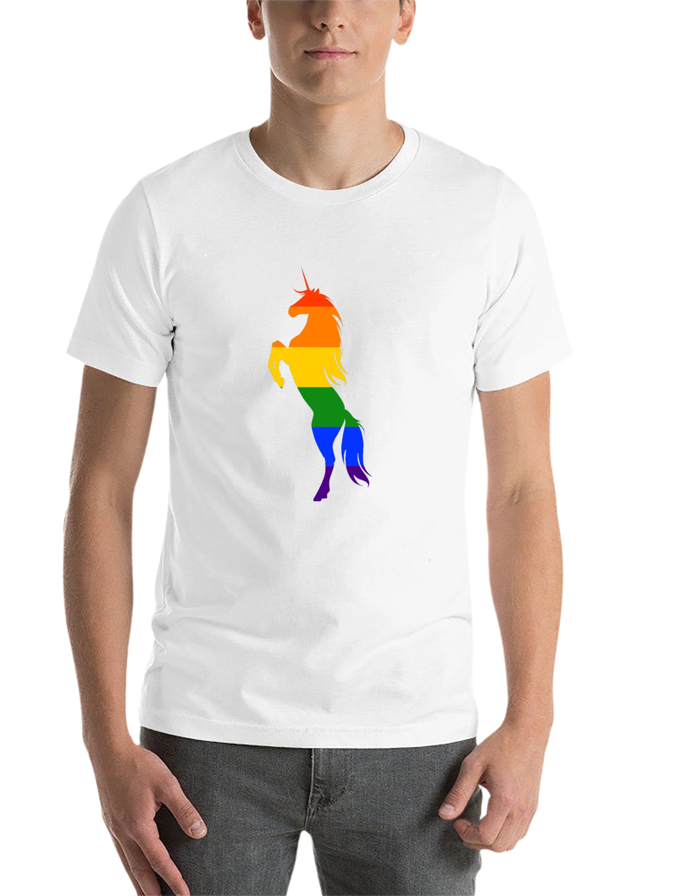 Black Rainbow Unicorn Graphic Tee - Black Cotton Shirt view 14