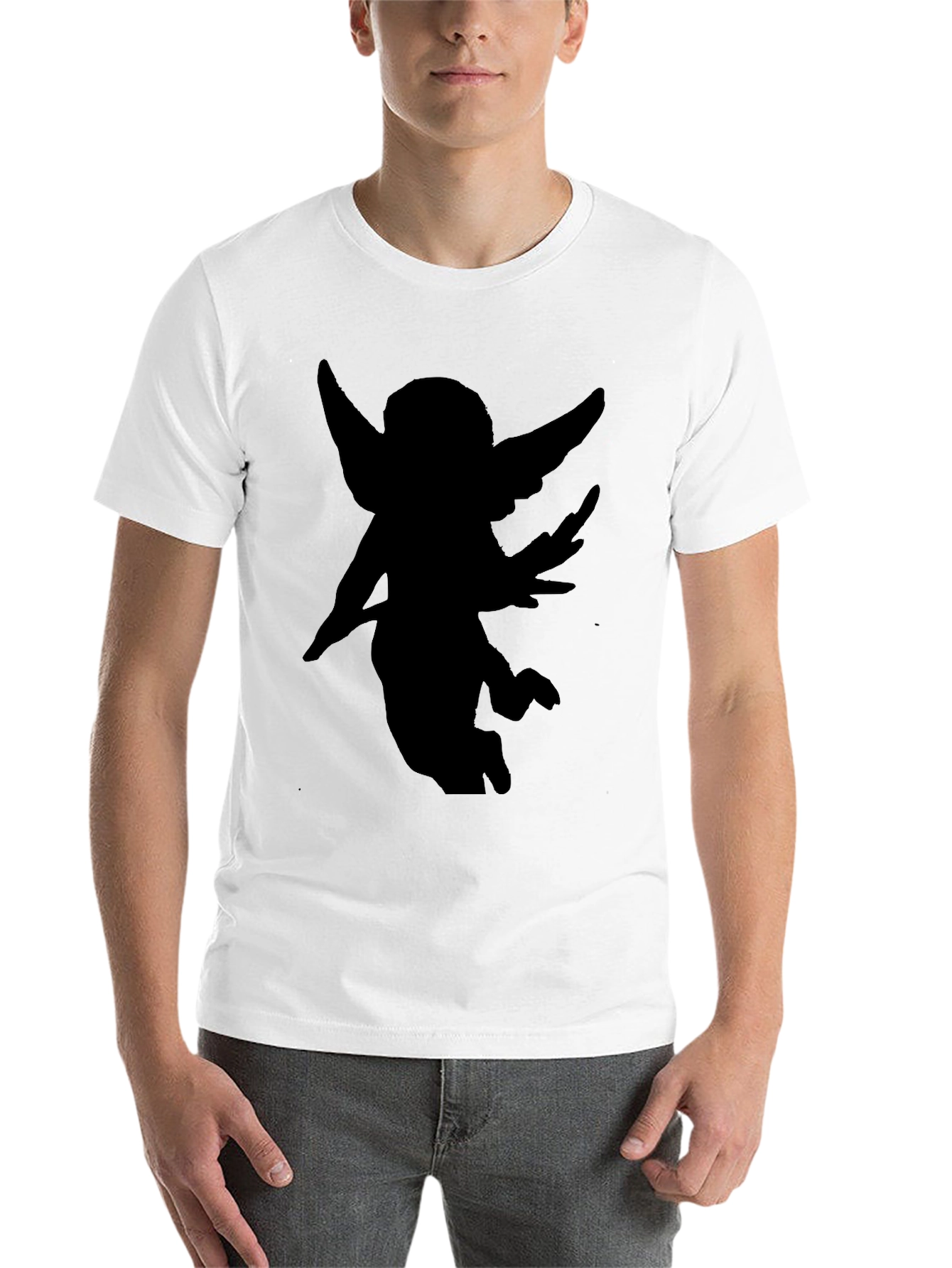 Black Angel Silhouette Black T-Shirt view 14
