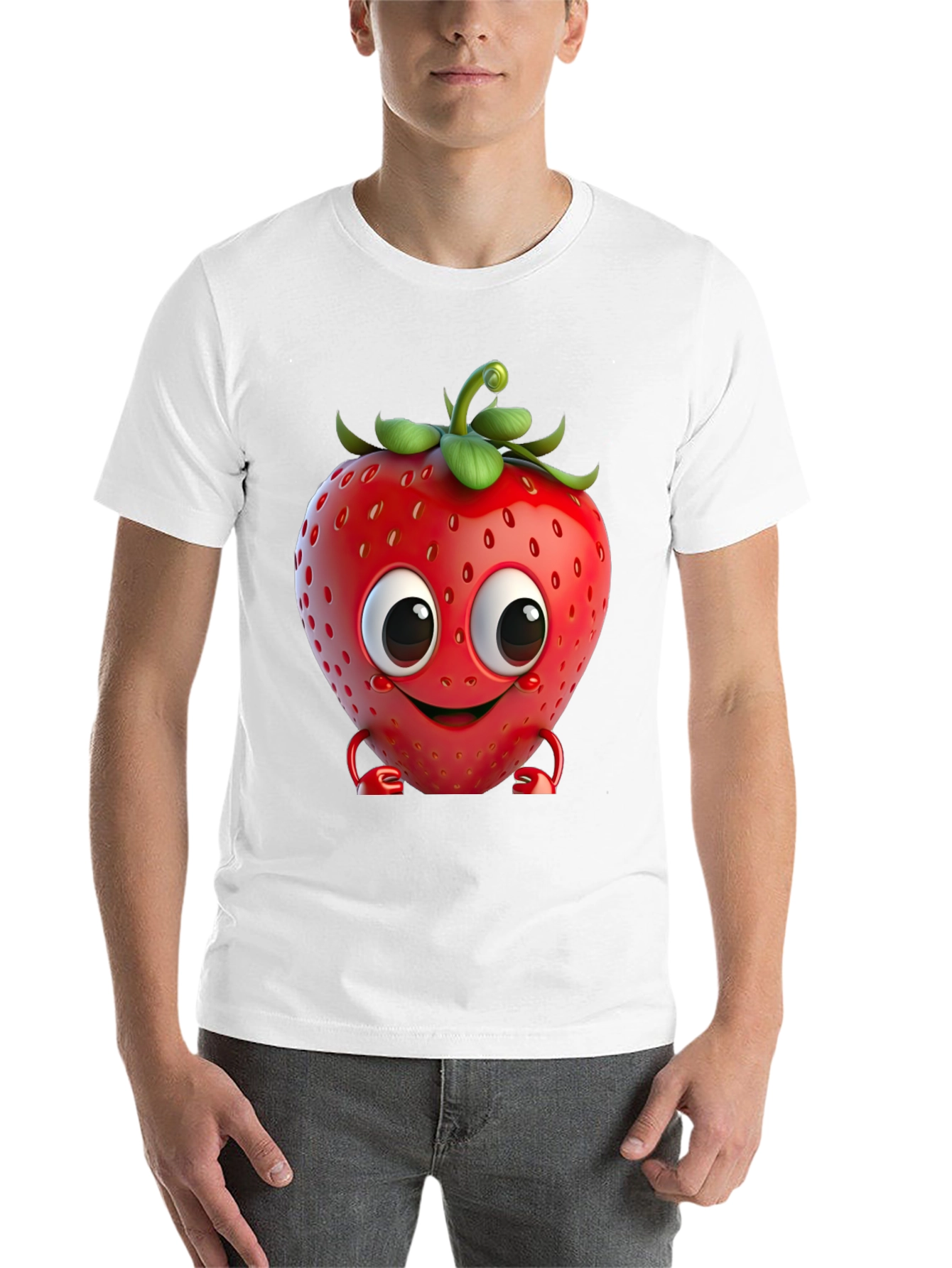 Black Cute Strawberry Character Graphic Tee - Black view 14