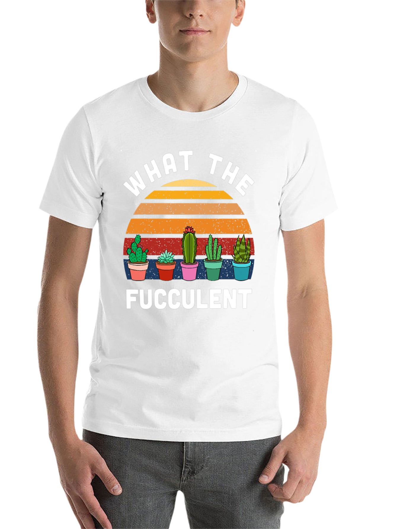 Black What the Fucculent T-Shirt Cactus Graphic Tee view 14
